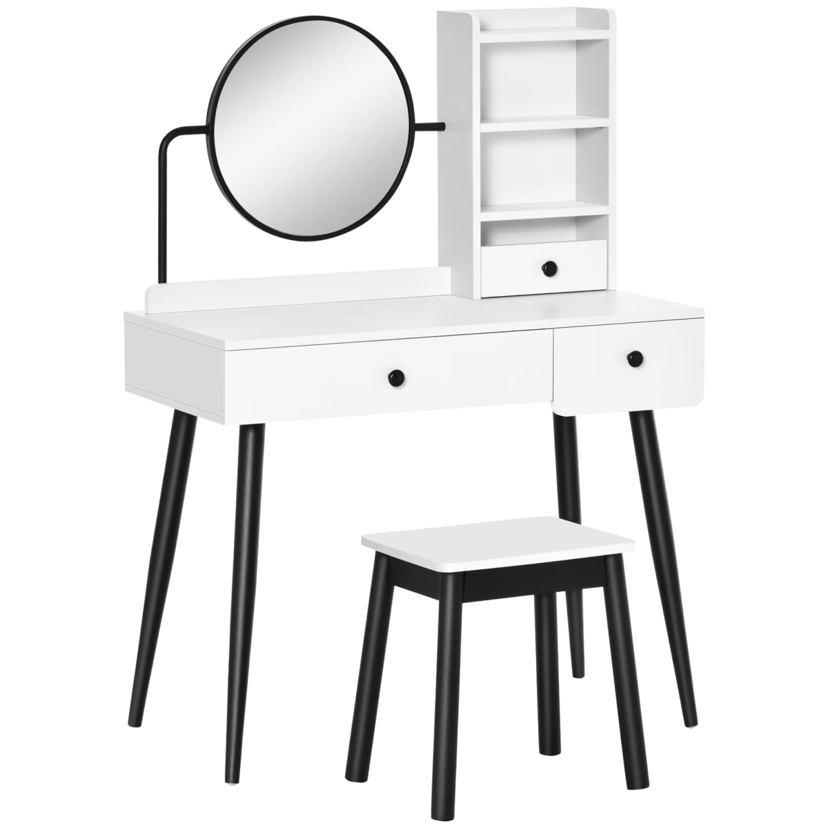 Premium White Dressing Table 3 Drawer With Stool by Unbranded