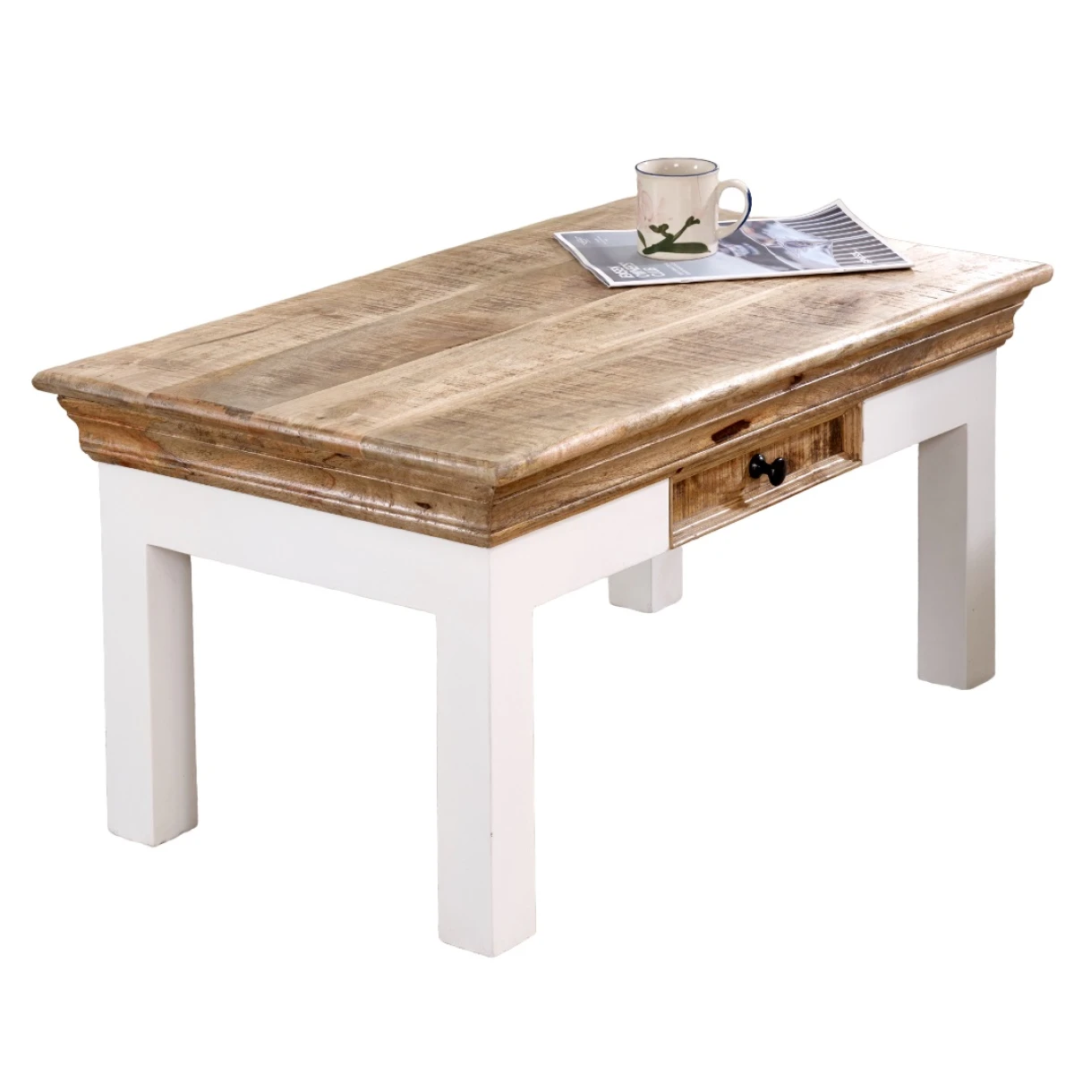 Alfie Coffee Table 26x32x5cm Drawer Living Room by Indian Hub