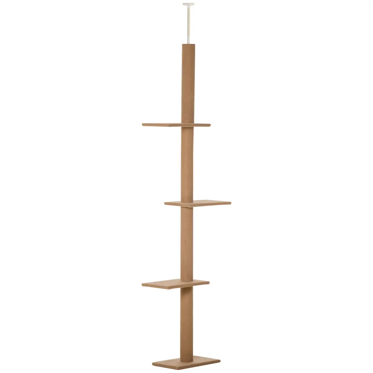 Pawhut 260cm Floor To Ceiling Cat Tree for Indoor Cats w/ Adjustable Height - Brown - Cat Tree