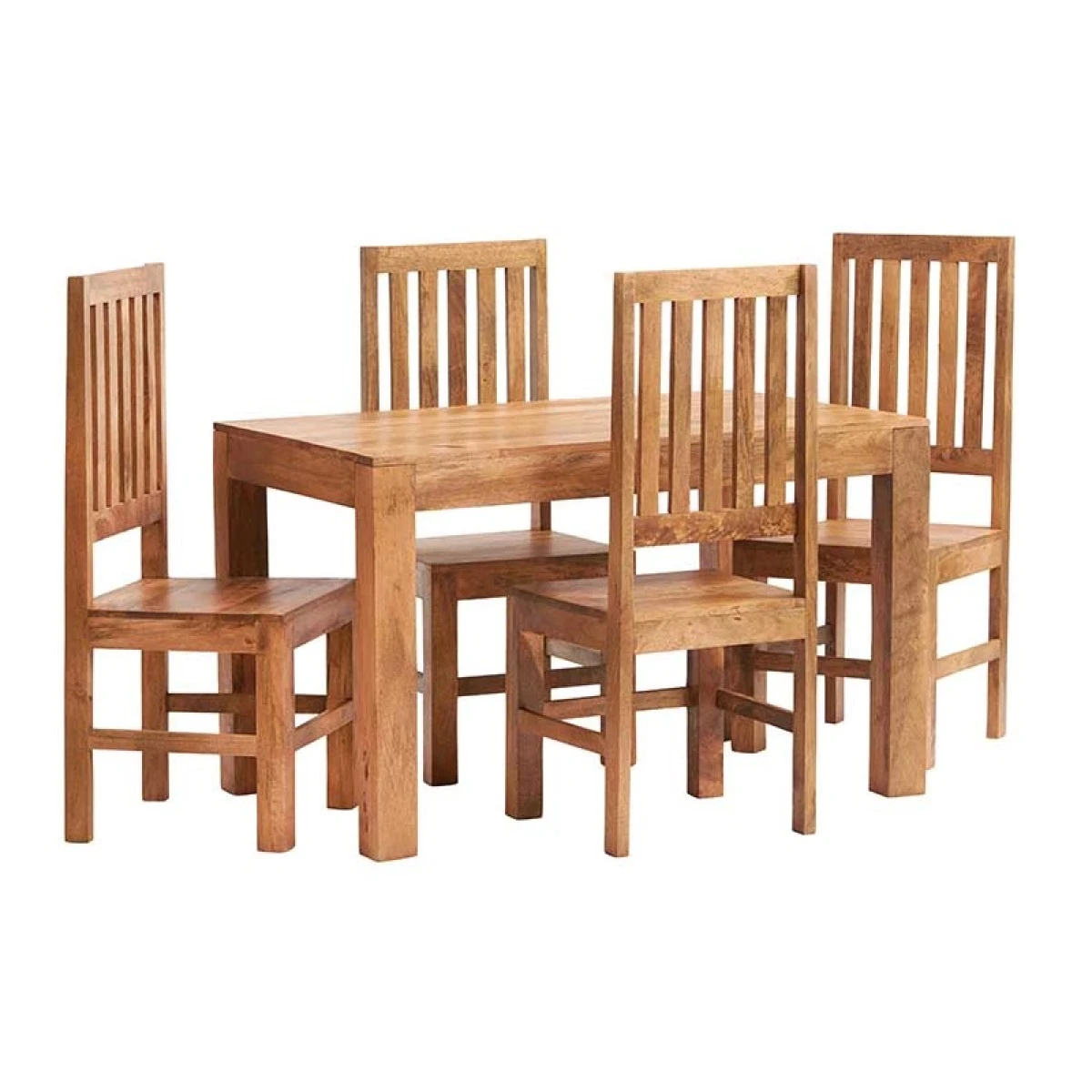 Indian Hub Toko Dining Set 4ft Solid Mango Wood Sustainable Finish With Clean Lines For Dining Room - Dining Set