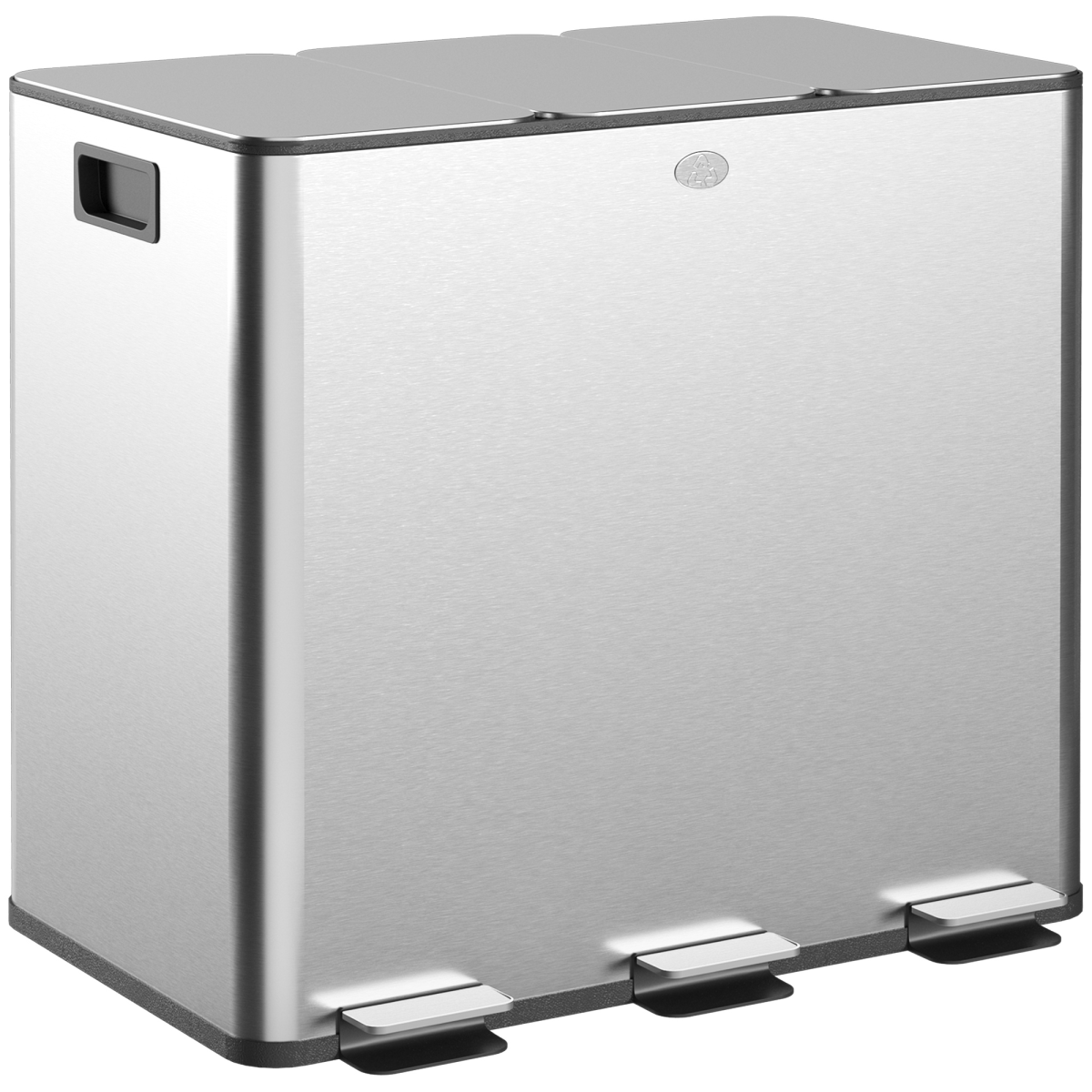 HOMCOM 3 x 15L Triple Kitchen Bin Pedal Bin for Recycling and Waste, Silver - from HOMCOM