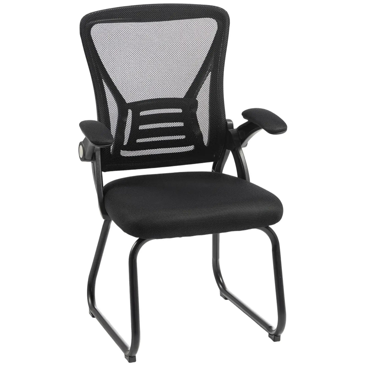HOMCOM Office Chair, Ergonomic Desk Chair No Wheels with Mesh Backrest and Steel Legs for Home Conference Room, Black - from HOMCOM