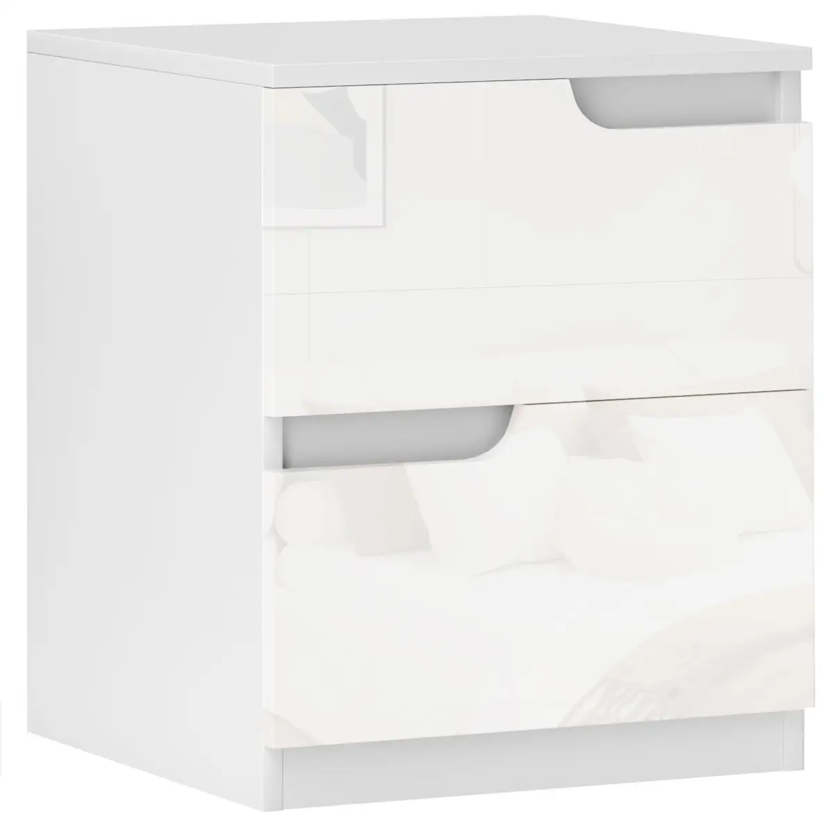 HOMCOM HOMCOM Modern Bedside Table with 2 Drawers for Bedroom, Living Room, White - Bedside Table