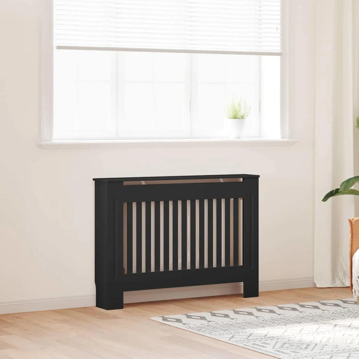vidaXL Radiator Cover 112x19x81.5cm Black 2pc by vidaXL