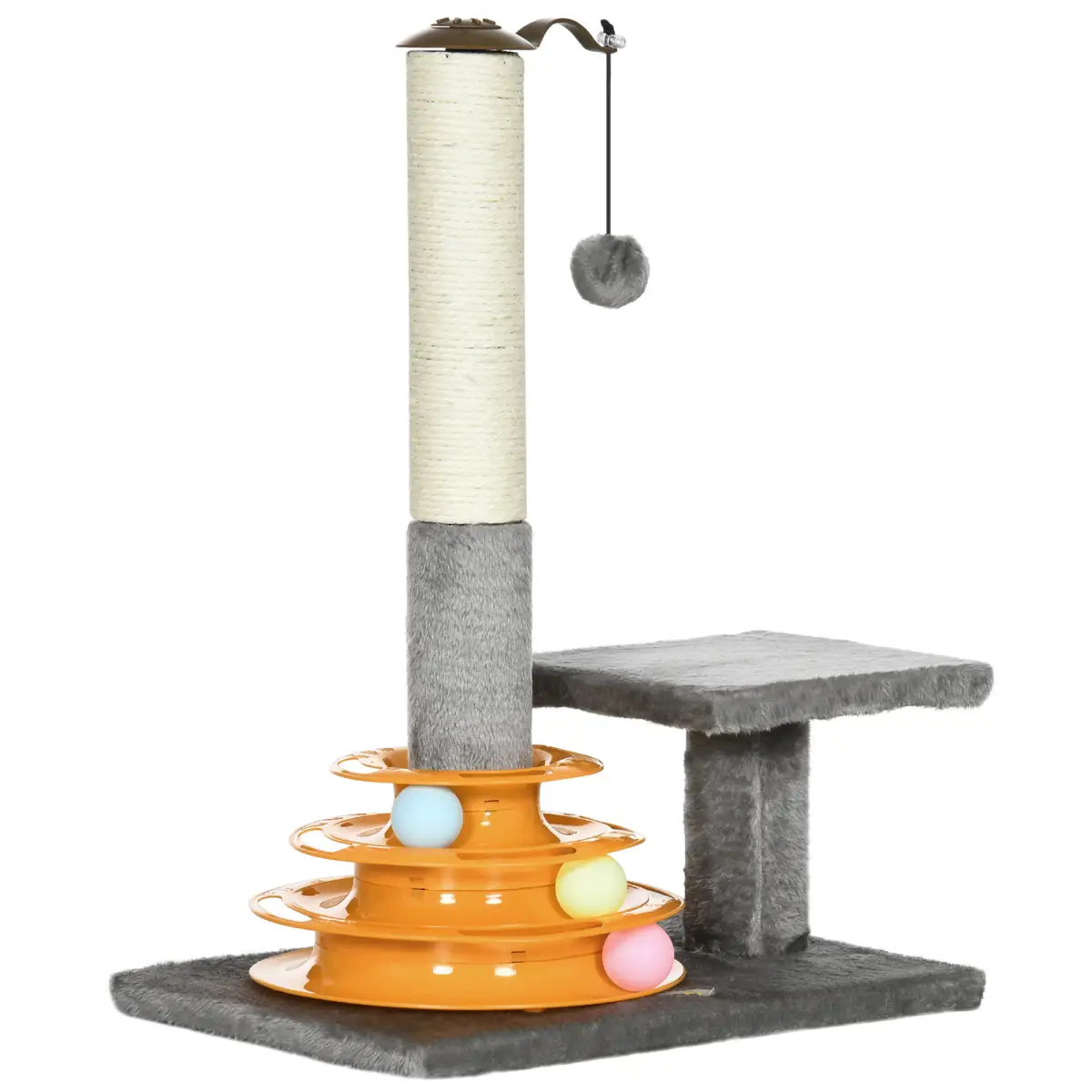 PawHut PawHut 56cm Cat Tree for Indoor Cats, Scratching Post w/ Cat Toys - Grey -