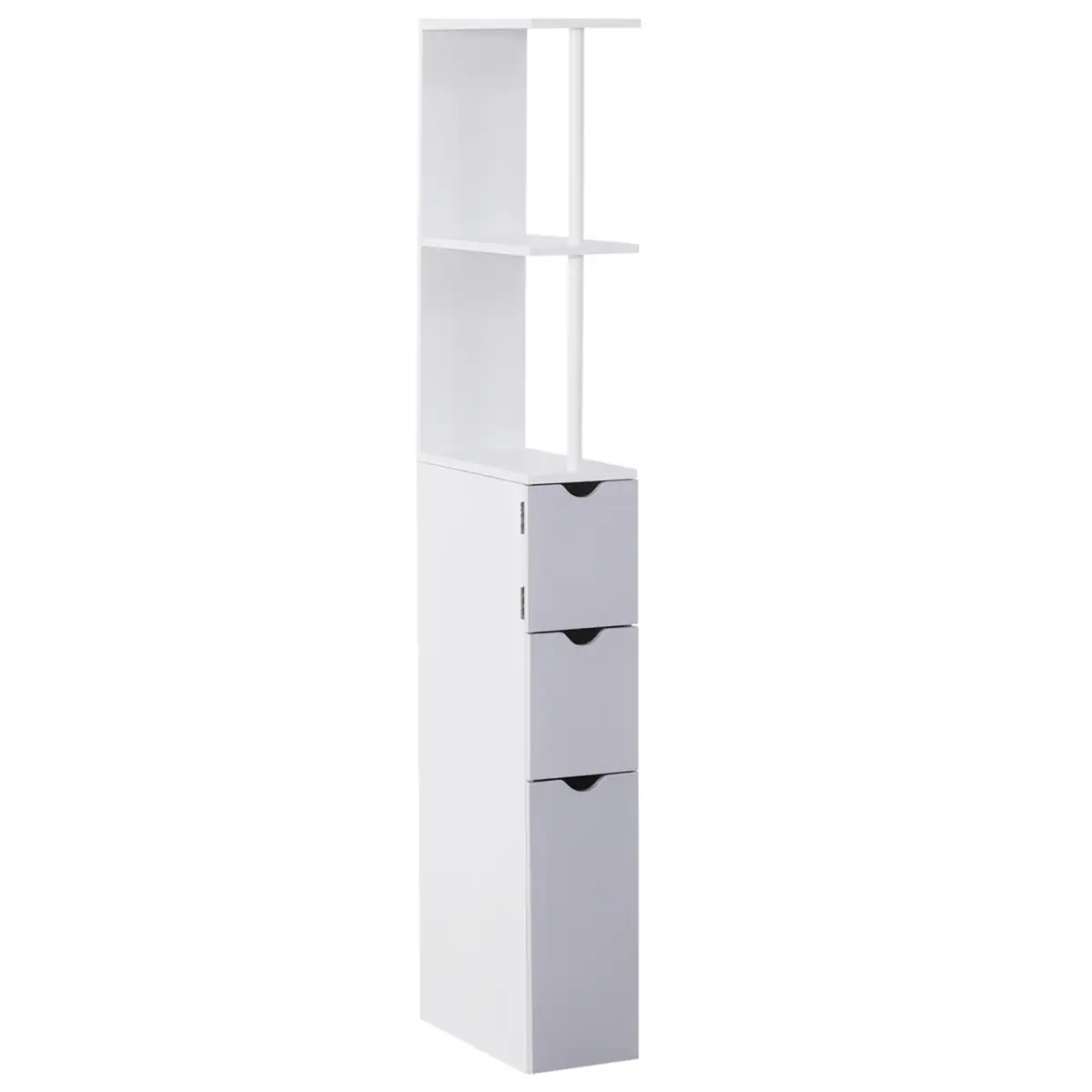 Unbranded HOMCOM Bathroom Storage Cupboard Thin Cabinet Unit Shelf White w/ Drawers - Display Cabinet