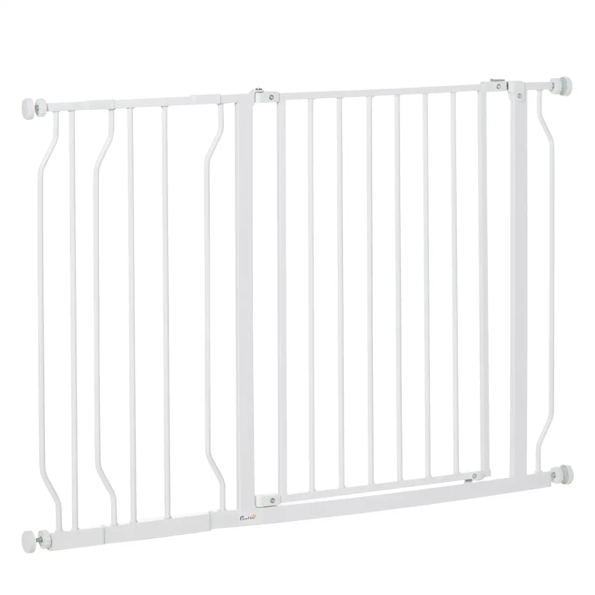 PawHut PawHut Dog Gate Wide Stair Gate w/ Door Pressure Fit, 75-115W cm, White - Pet Gate
