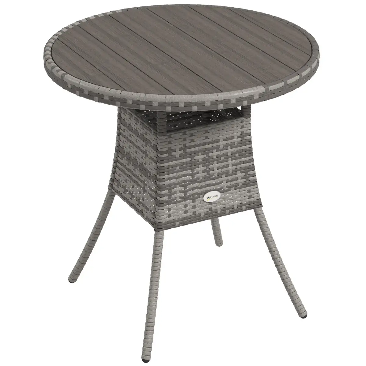 Outsunny Outsunny Outdoor PE Rattan Dining Table w/ Wood-plastic Composite Top, Grey - Garden Table