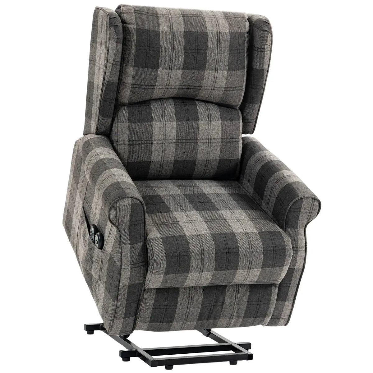 HOMCOM Power Lift Recliner Chair with Vibration Massage, Heat, Checked Lift Chair with Remote, Side Pockets, Grey - from HOMCOM