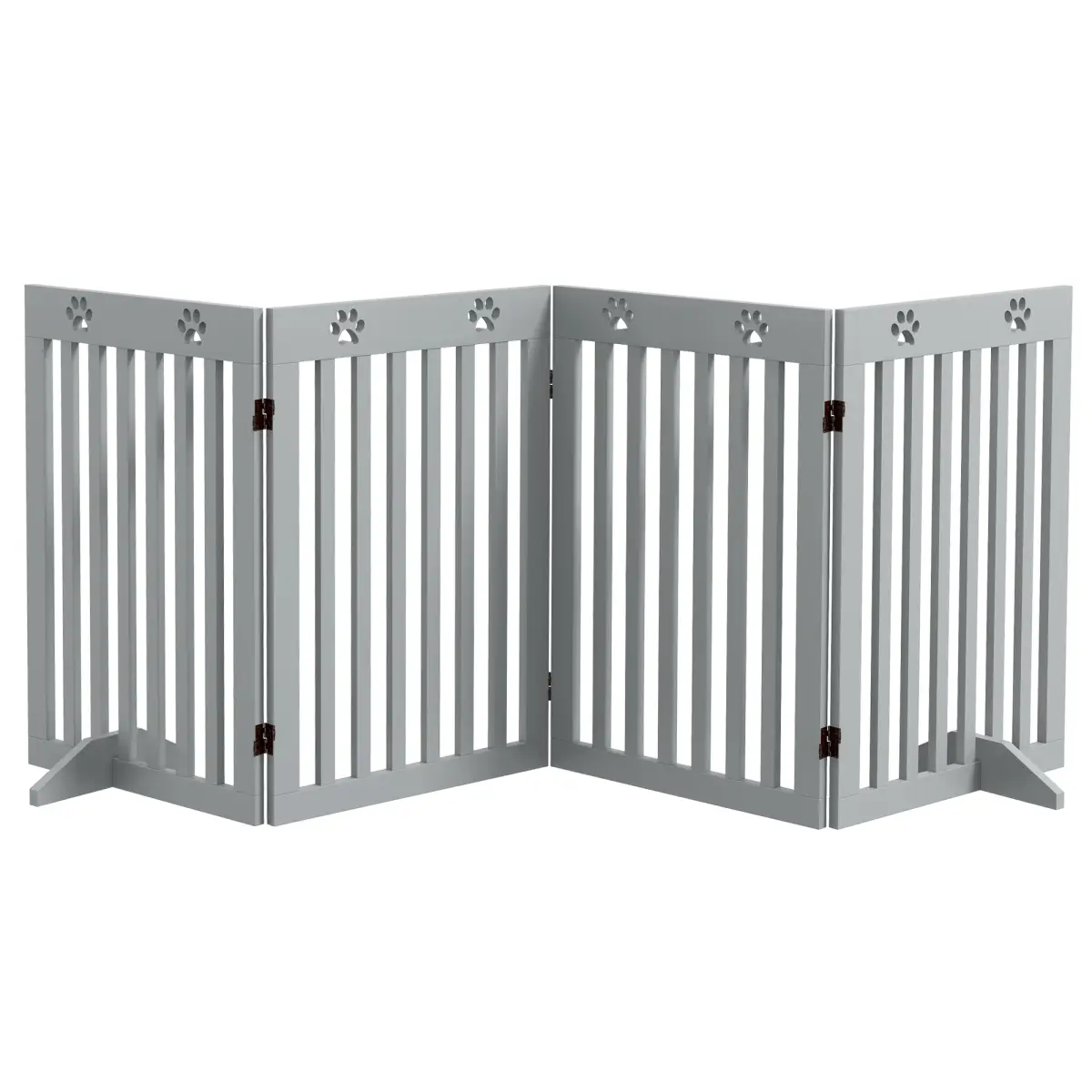 PawHut PawHut Pet Gate Foldable Fence Freestanding Dog Barrier w/ Support Feet Grey - Pet Gate