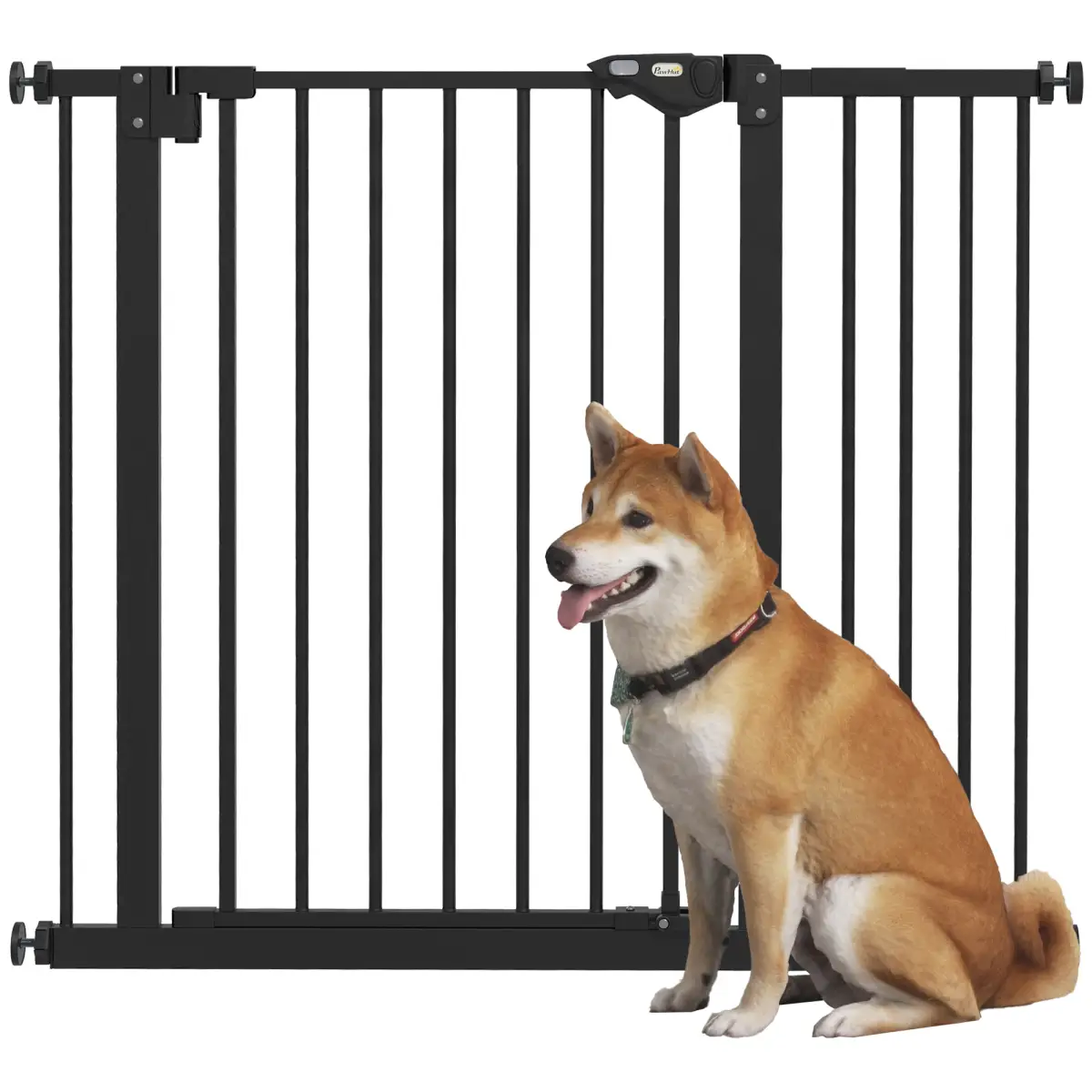PawHut PawHut Adjustable Safety Gate w/ 1 Extensions and Four Adjustable Screws, Black - Pet Gate