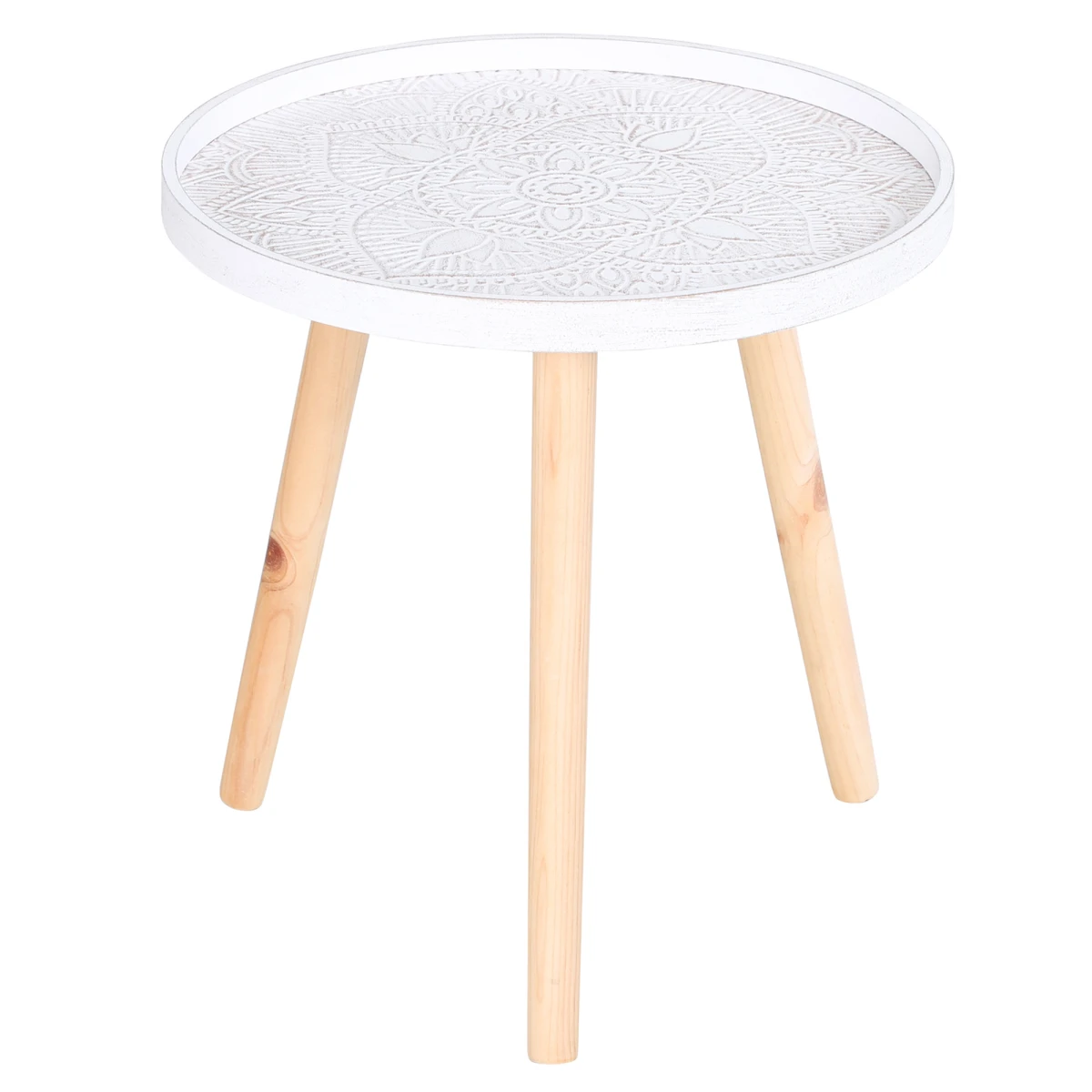 HOMCOM Pine Wood Compact Side Table Saucer Top Floral - Dining Table