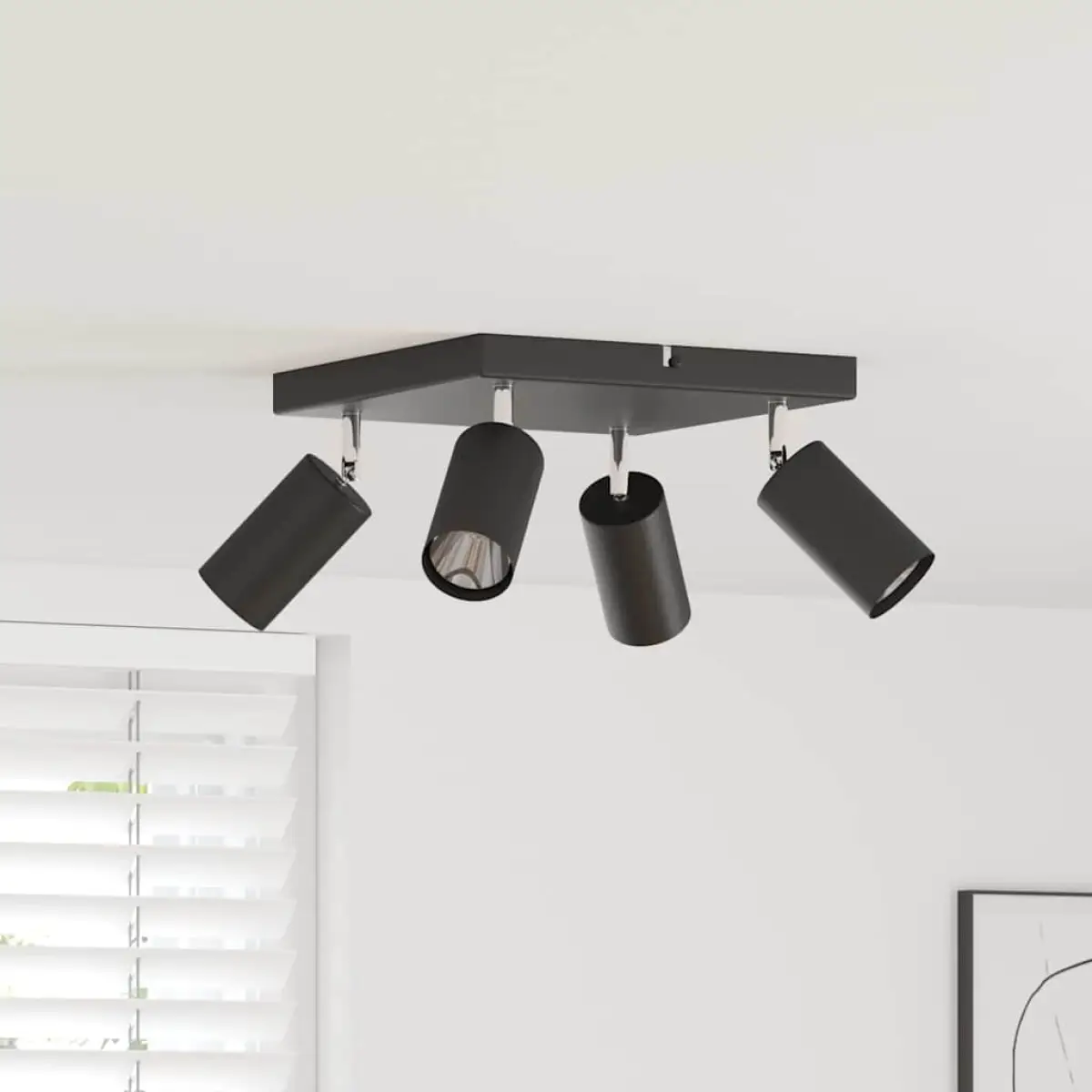 vidaXL vidaXL Ceiling Spotlight with Spotlights Black 26 x 26 x 16 cm Metal - Spotlight