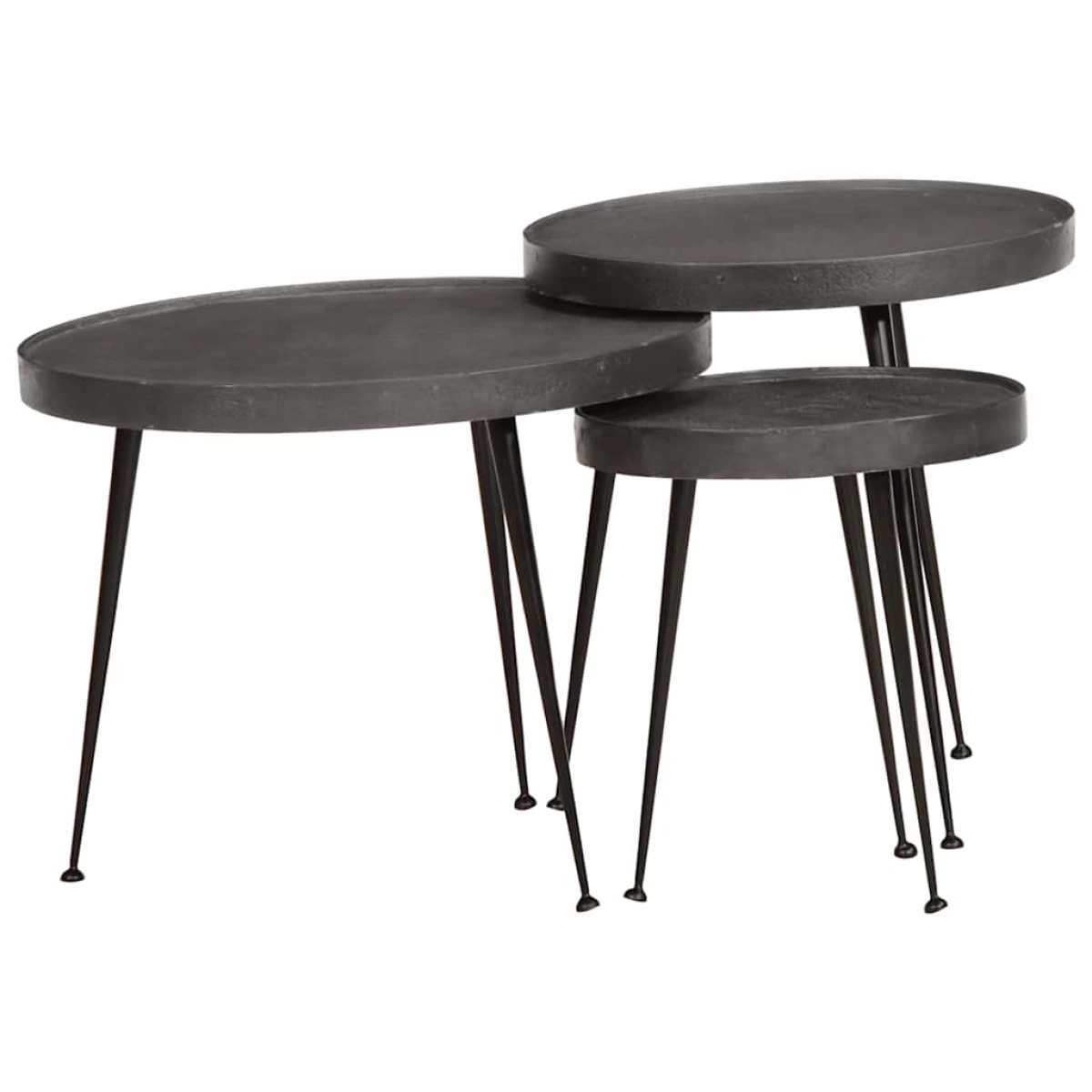 VidaXL Coffee Table Set Of 3 Black Engineered Wood Nestable Design For Living Room by vidaXL