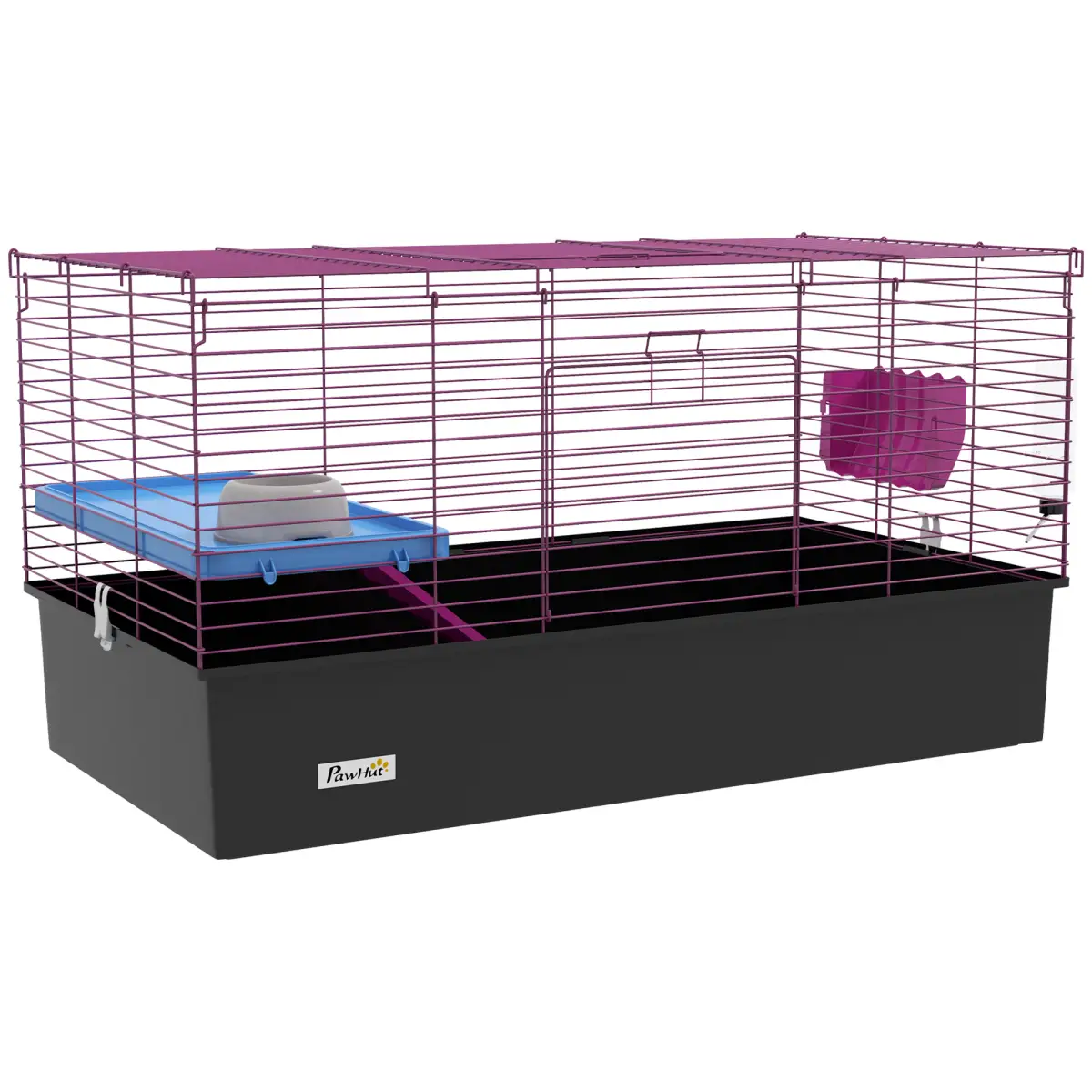 PawHut PawHut Small Animal Cage, Rabbit Guinea Pig Hutch, Pet Playhouse, Black - Pet Cage