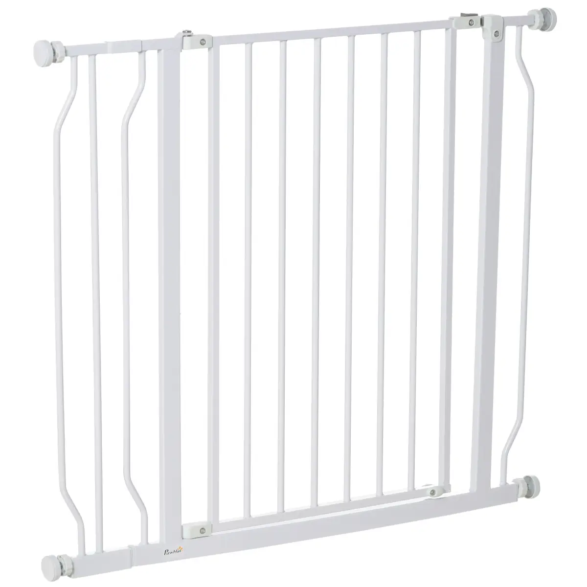PawHut PawHut Dog Gate Wide Stair Gate with Door Pressure Fit, 75-95W cm, White - Pet Gate
