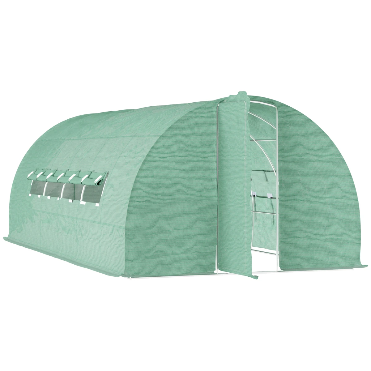 Outsunny Reinforced Walk In Polytunnel Greenhouse 6M By 3M Steel Frame Ideal For Year Round Gardeners - Greenhouse