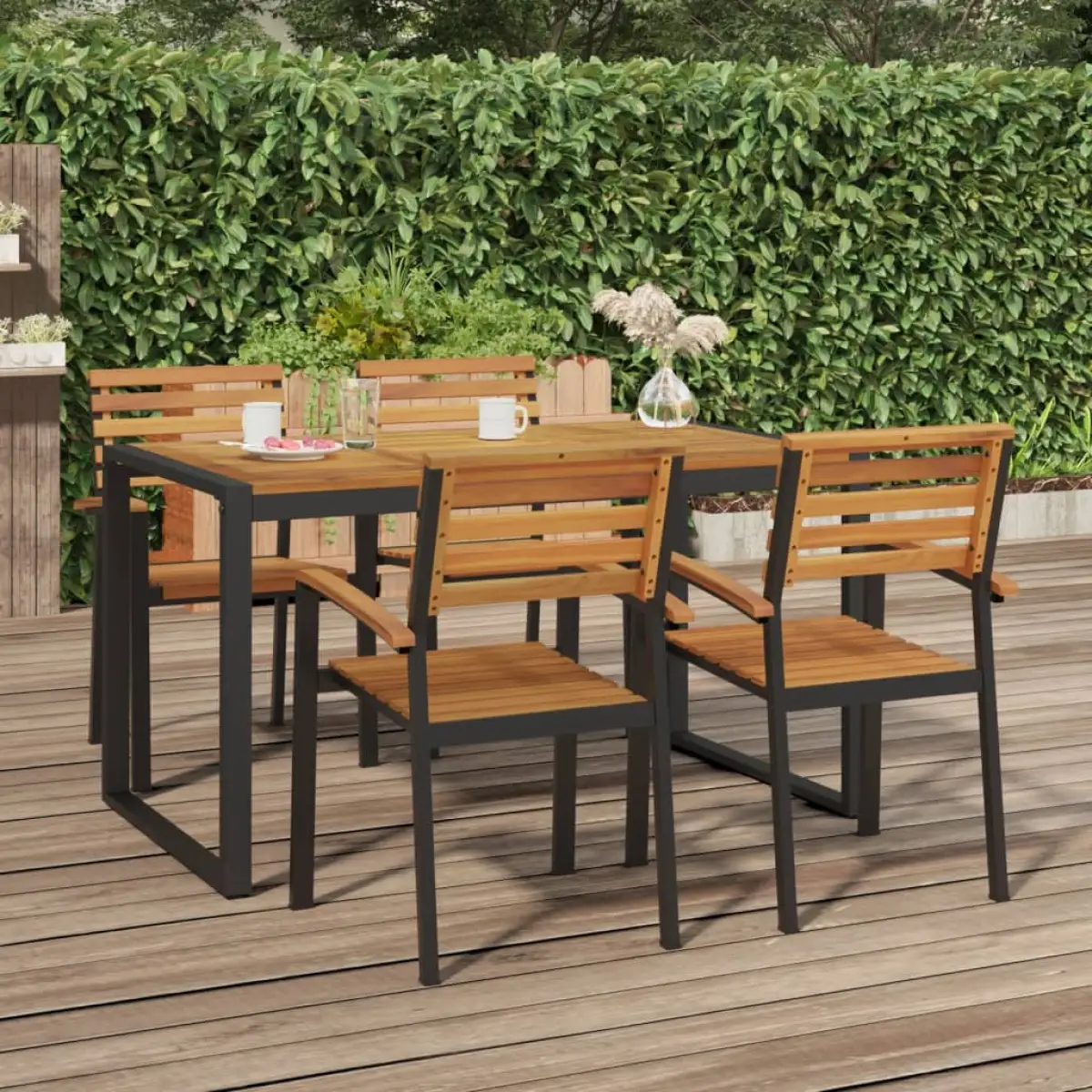 vidaXL vidaXL Stackable Garden Chairs 4 pcs Solid Wood Acacia and Metal -