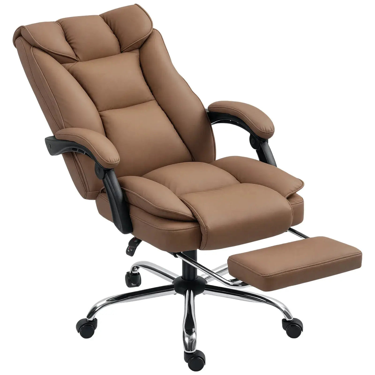 HOMCOM 155° Reclining Faux Leather Swivel Office Chair - Brown - from HOMCOM