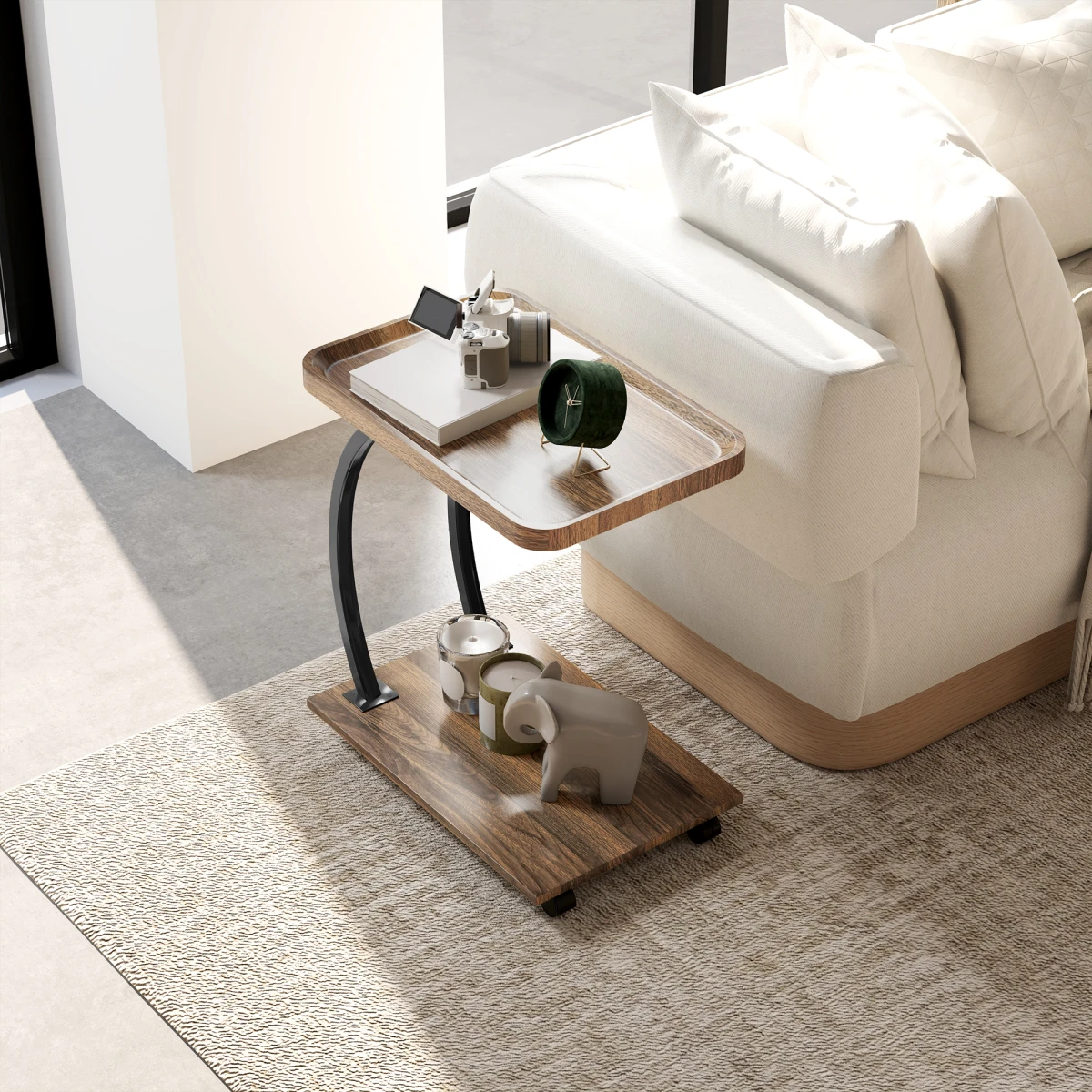 Rattan Coffee Table Compact CShaped SmallSpaces by N/A