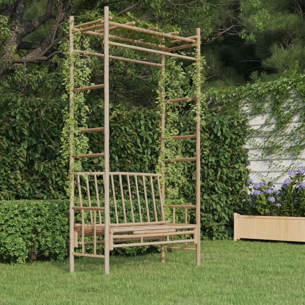 vidaXL vidaXL Garden Bench with Pergola 116 cm Bamboo - Garden Chairs