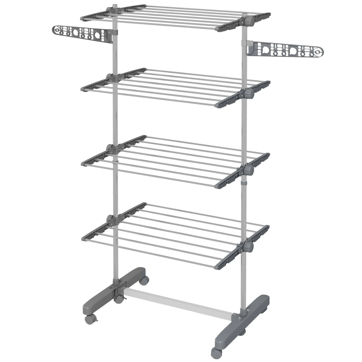 HOMCOM HOMCOM 4-Tier Large Clothes Airer Stainless Steel Clothes Drying Rack Grey - Wine Rack