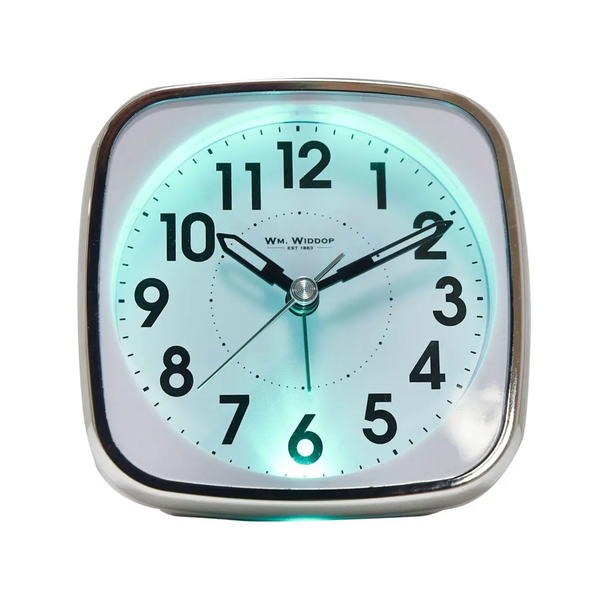 Widdop Wm Widdop Square Alarm Clock - Sweep/Light/Snooze - White - Clock