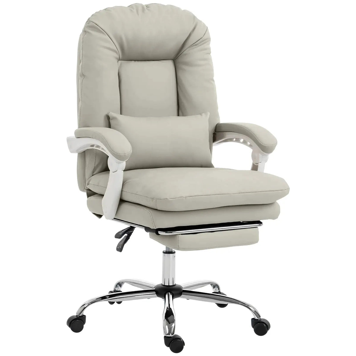 HOMCOM Ergonomic Executive Office Chair, Reclining Desk Chair with Lumbar Support, Footrest, Plush Thick Cushion, Khaki - from HOMCOM