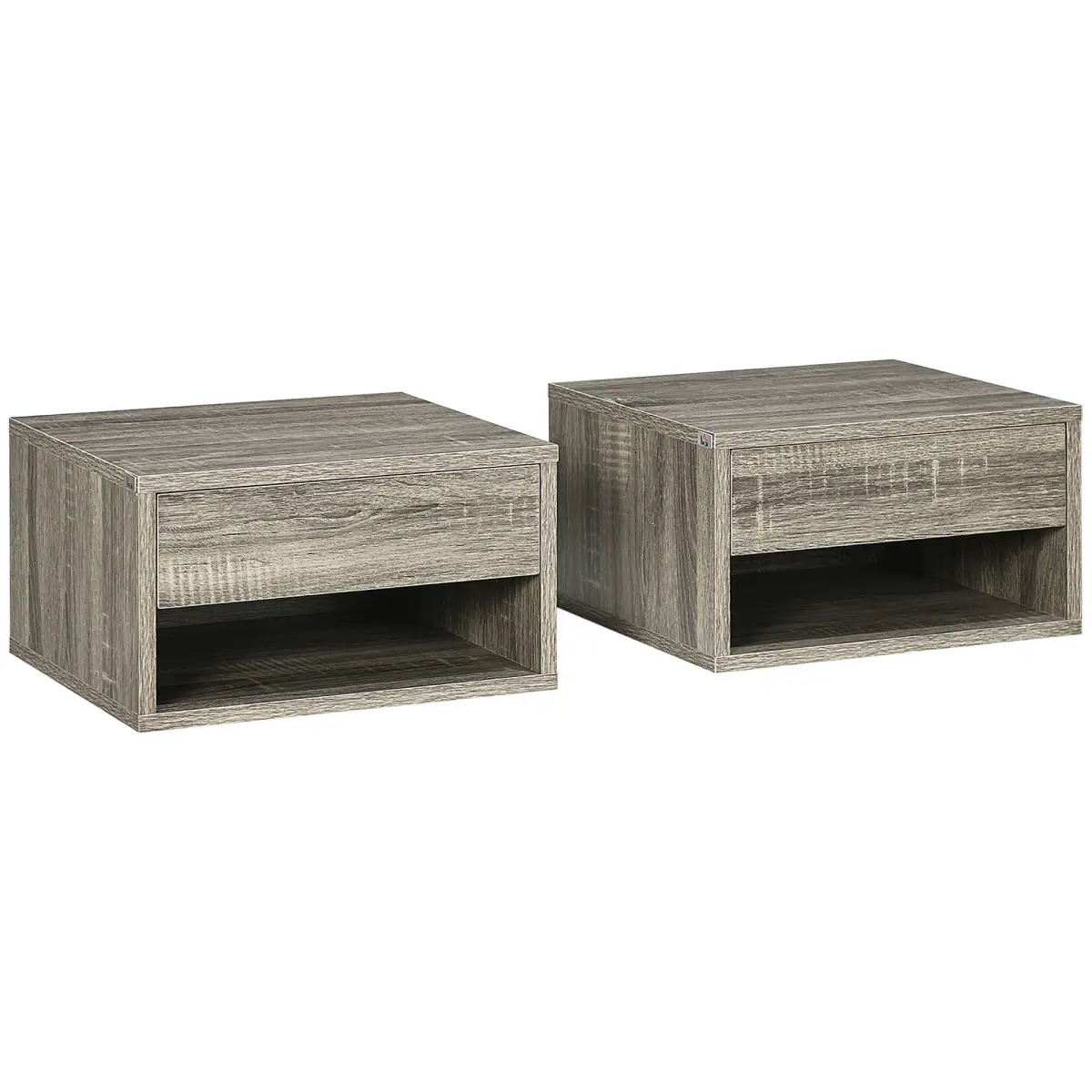 HOMCOM HOMCOM Floating Bedside Table Set of 2 Wall Mounted Nightstand Brown - Bedside Table