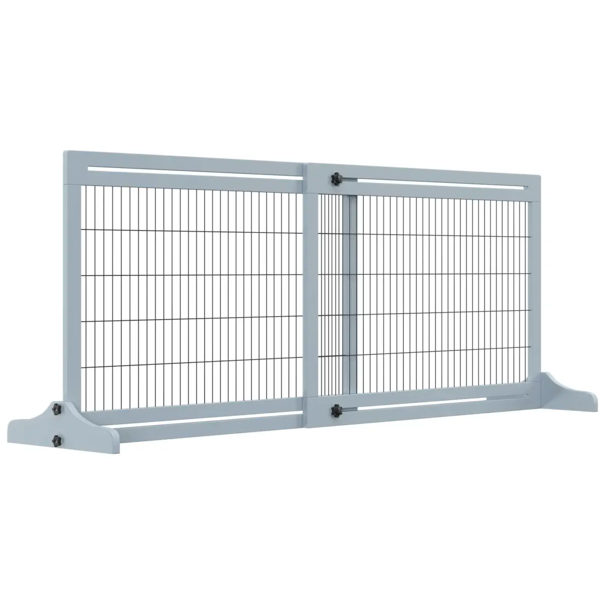 Unbranded Adjustable Wooden Pet Gate Freestanding Dog Barrier for Doorway, Grey Pawhut - Pet Gate