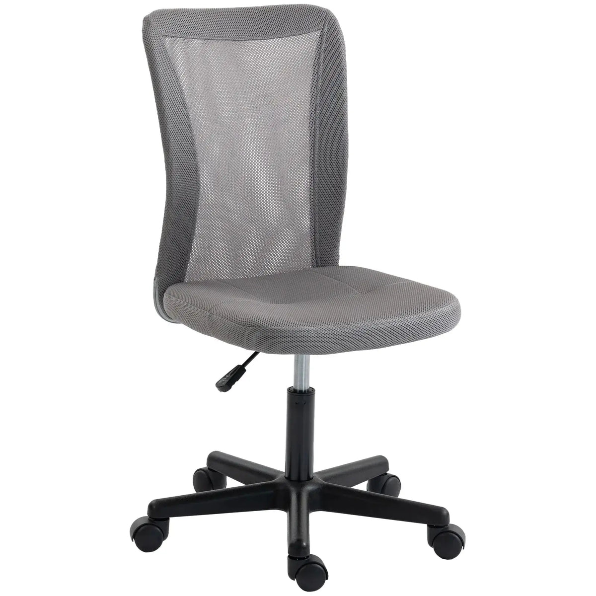 Vinsetto Computer Desk Chair, Mesh Office Chair with Adjustable Height and Swivel Wheels, Armless Study Chair, Grey - from Vinsetto