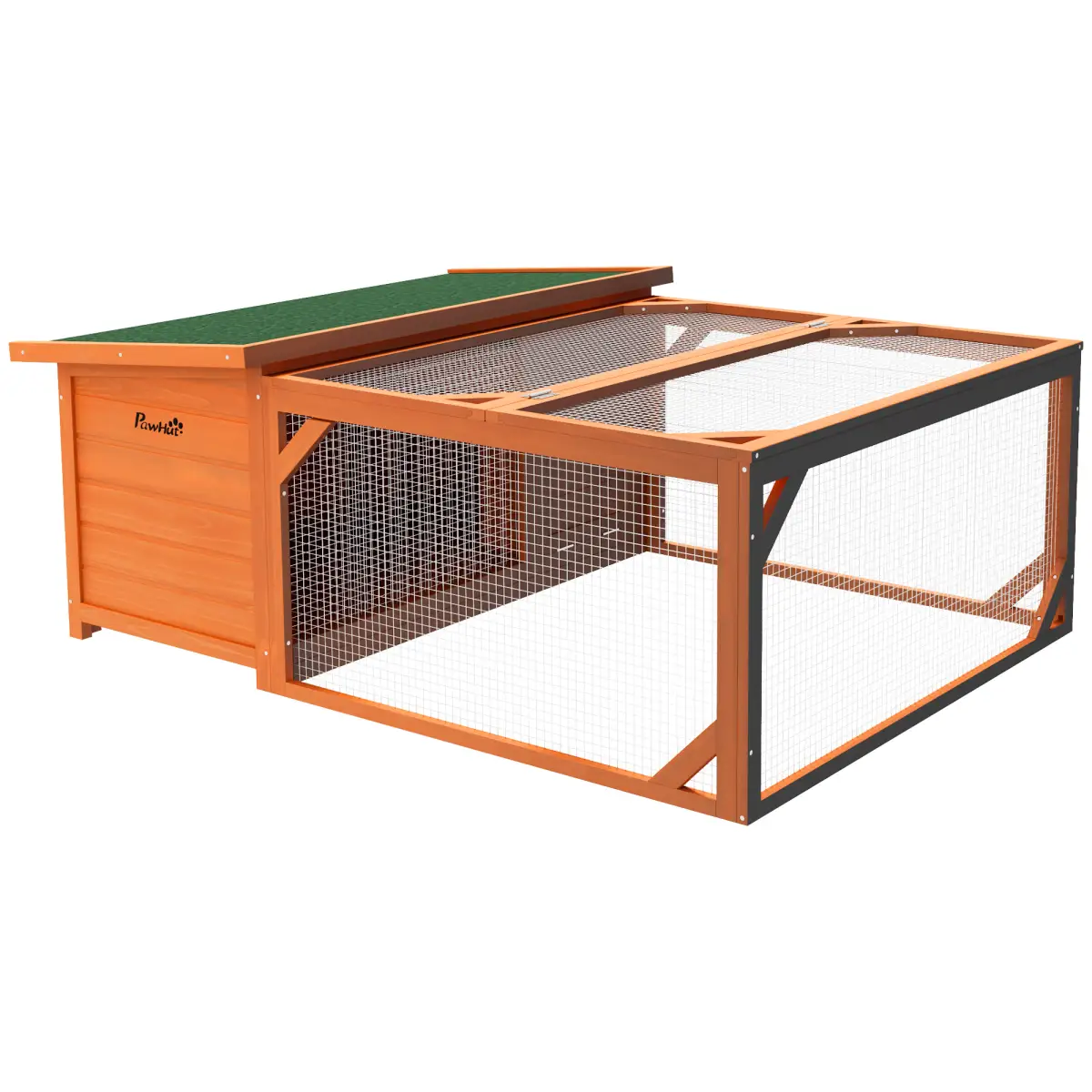 Unbranded Wooden Rabbit Hutch with Run Small Animal Guinea Pig House 125.5 x 100 x 49cm - Rabbit Hutch