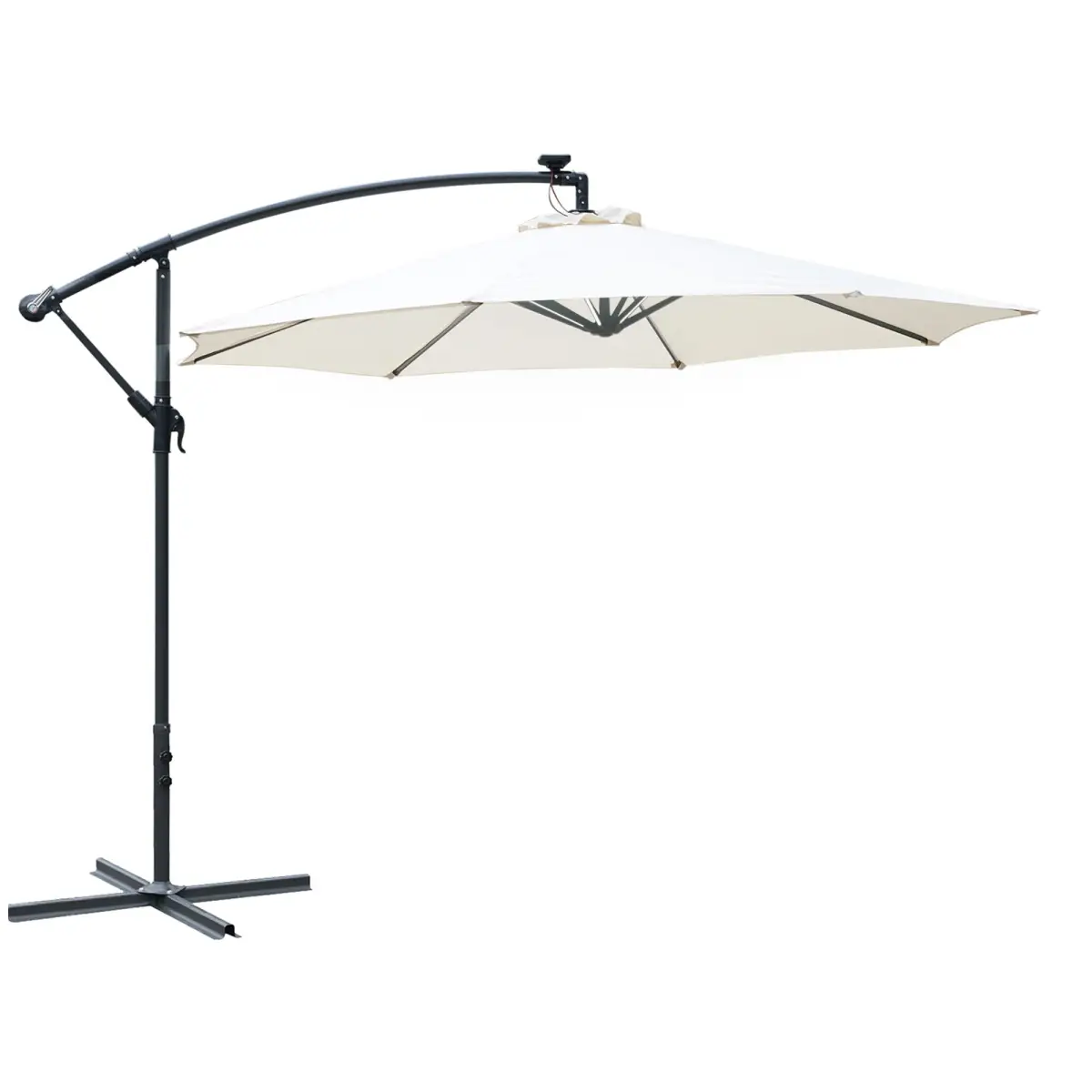 Outsunny Outsunny Umbrella Parasol W/Solar Powered LED stripes, ?2.95x2.45H m-Cream - Parasol