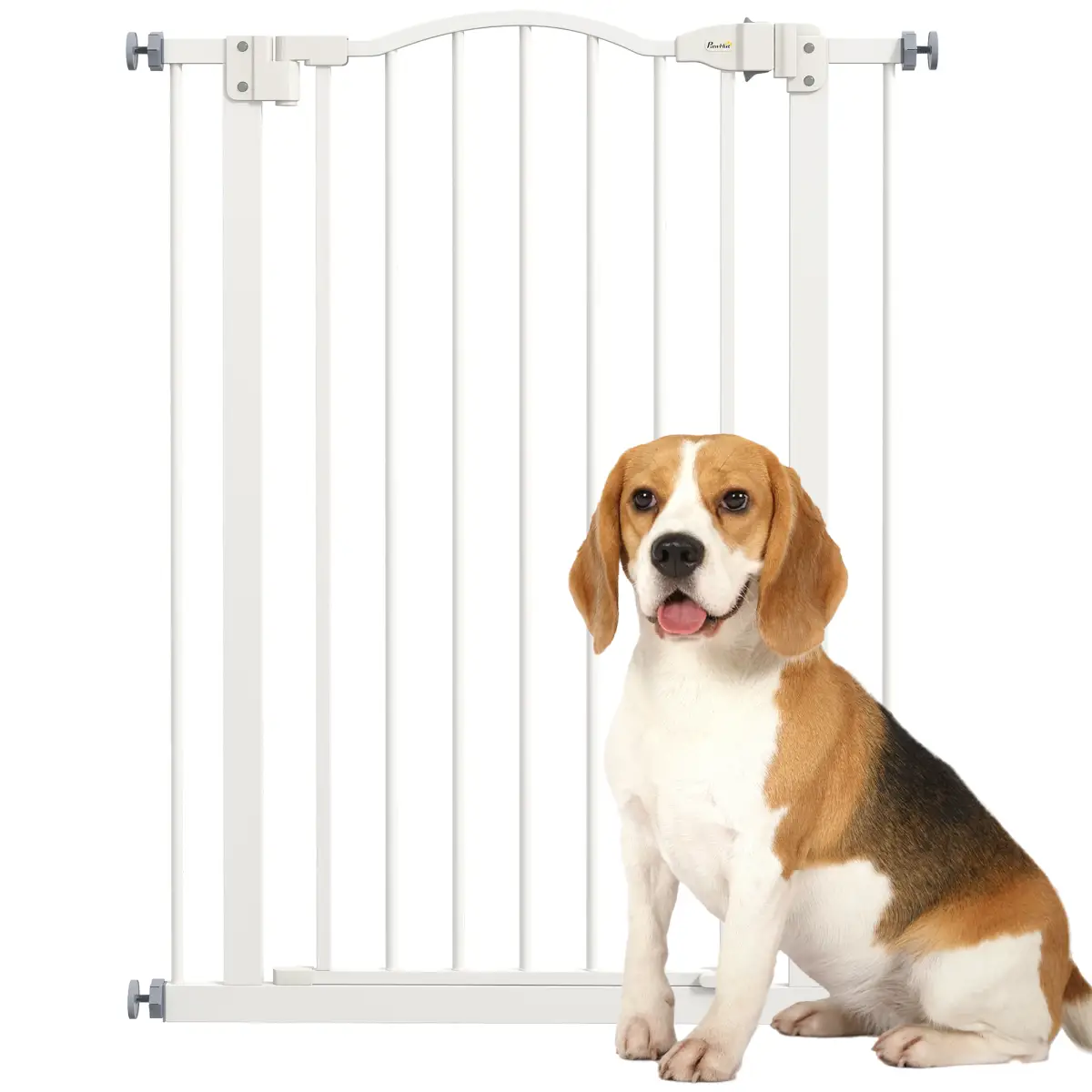 PawHut PawHut 74-80cm Adjustable Metal Pet Gate Safety Barrier w/ Auto-Close Door White - Pet Gate
