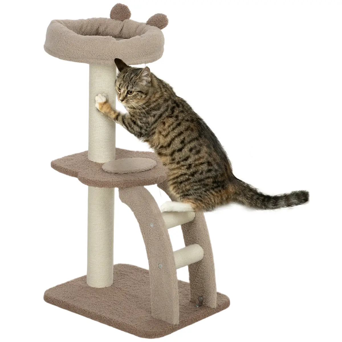 PawHut 88cm Cat Tee for Indoor Cats, Cat Tower with Scratching Post, Brown - Cat Tree