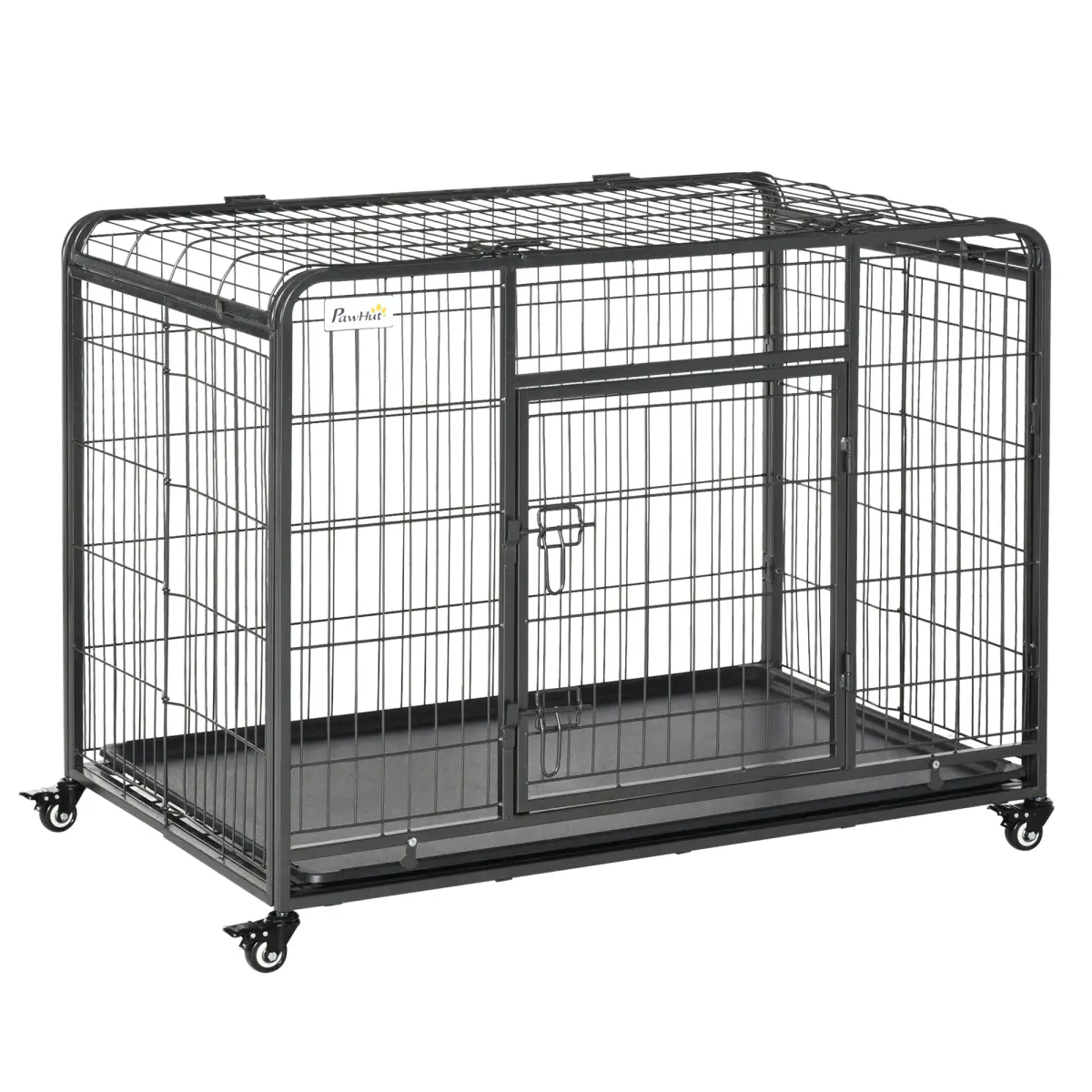 Unbranded 78x109cm Metal Dog Cage Kennel w/ Locking Door & Wheels Large Pets Pawhut - Dog Kennel