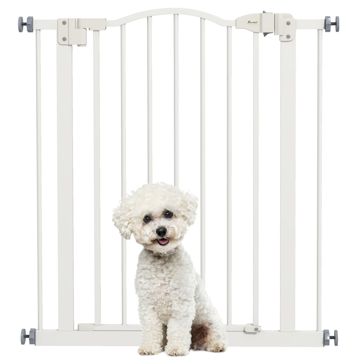 PawHut 74-80cm Adjustable Metal Pet Gate Safety Barrier w/ Auto-Close White - from PawHut