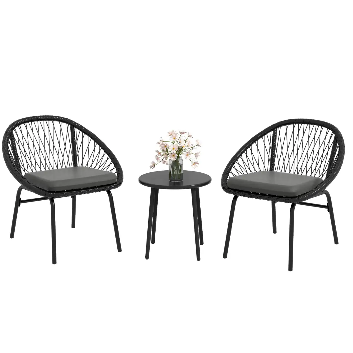 Outsunny Outsunny 3 Piece Garden Furniture Set, Bistro Set w/ 2 Chairs & 1 Coffee Table - Garden Set