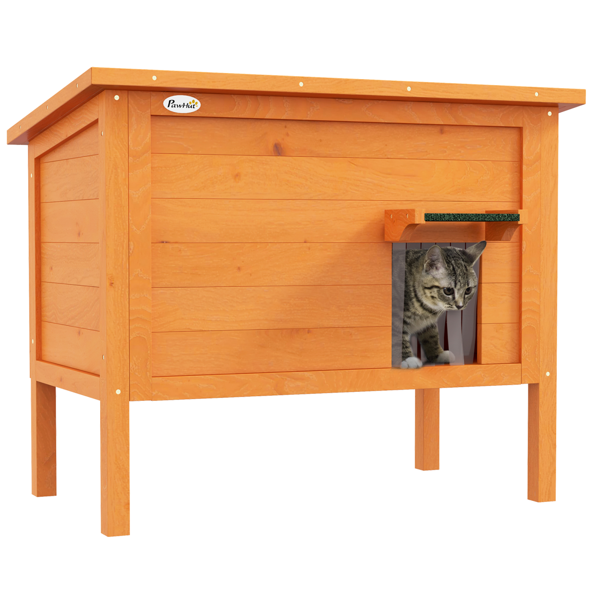 PawHut PawHut Outdoor Feral Cat House Insulated w/ Openable Roof - Orange - Cat House