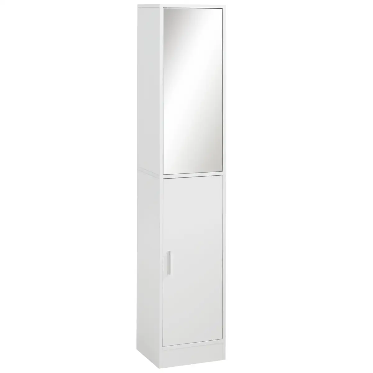 Unbranded kleankin Tall Mirrored Bathroom Cabinet Tallboy Unit w/Adjustable Shelf White - Display Cabinet
