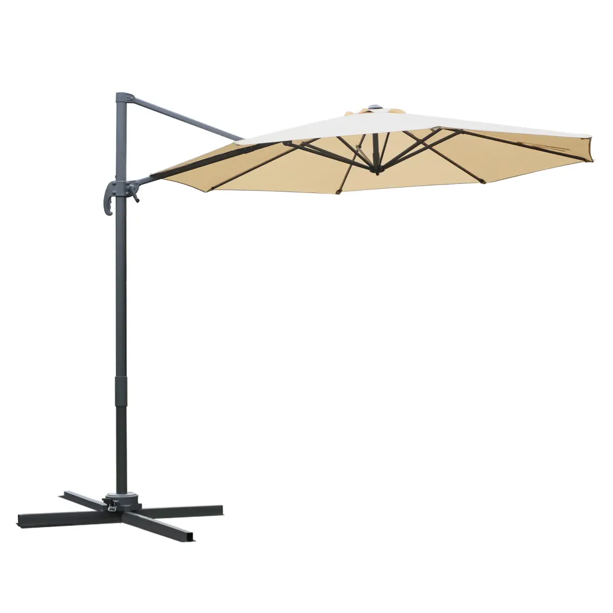 Outsunny Outsunny Umbrella Parasol W/360� Rotation and Cross Base-Beige - Parasol
