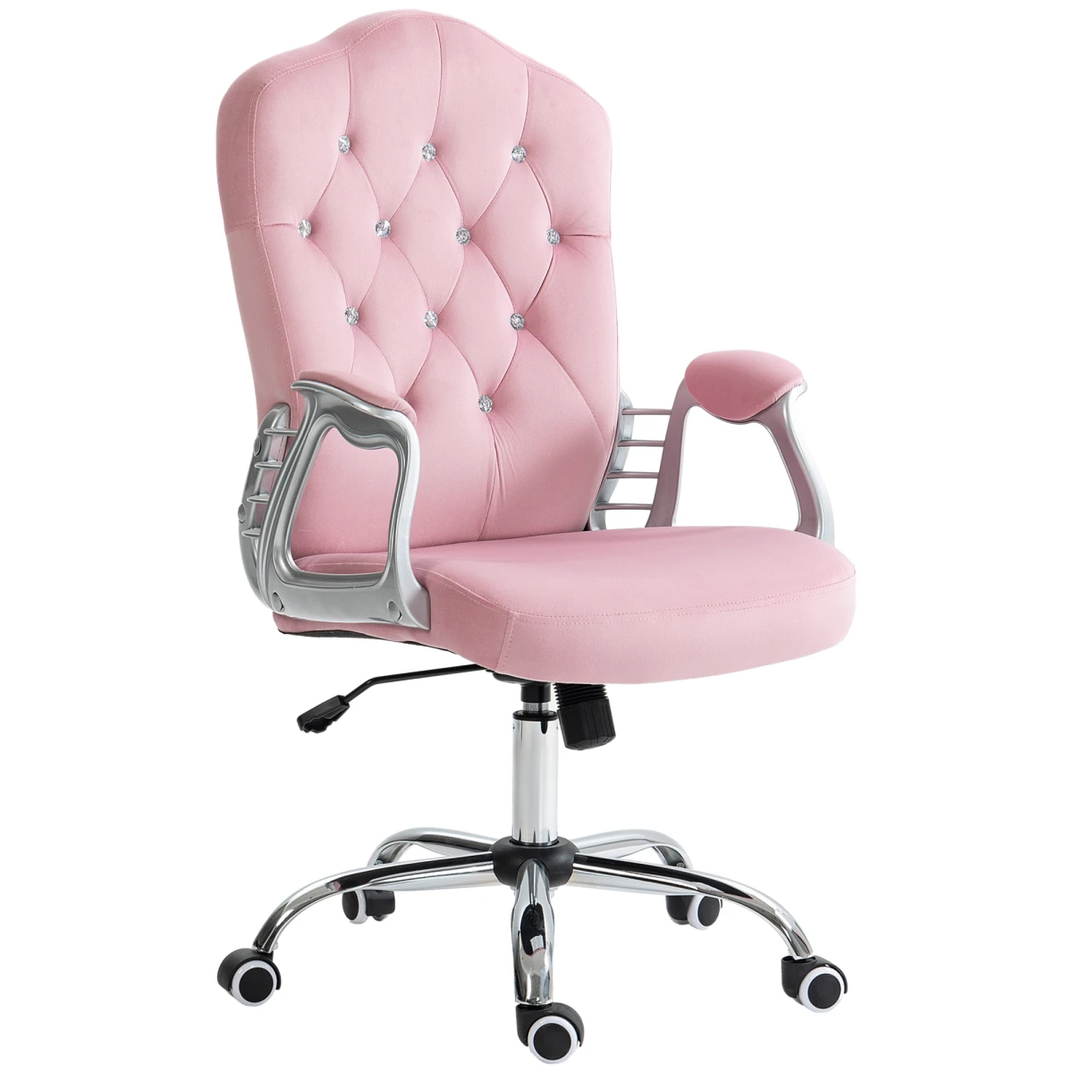 Vinsetto Vinsetto Home Office Chair 47 to 57 cm Height and Tilt Adjustment Velvet Upholstery with Diamonds for Home Office - Office Chair