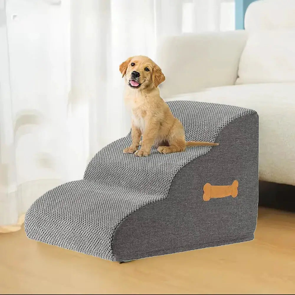 3Step Dog Stairs Pet For Bed Sofa Cats Ladder Ramp With Removable Cover Portable - from N/A