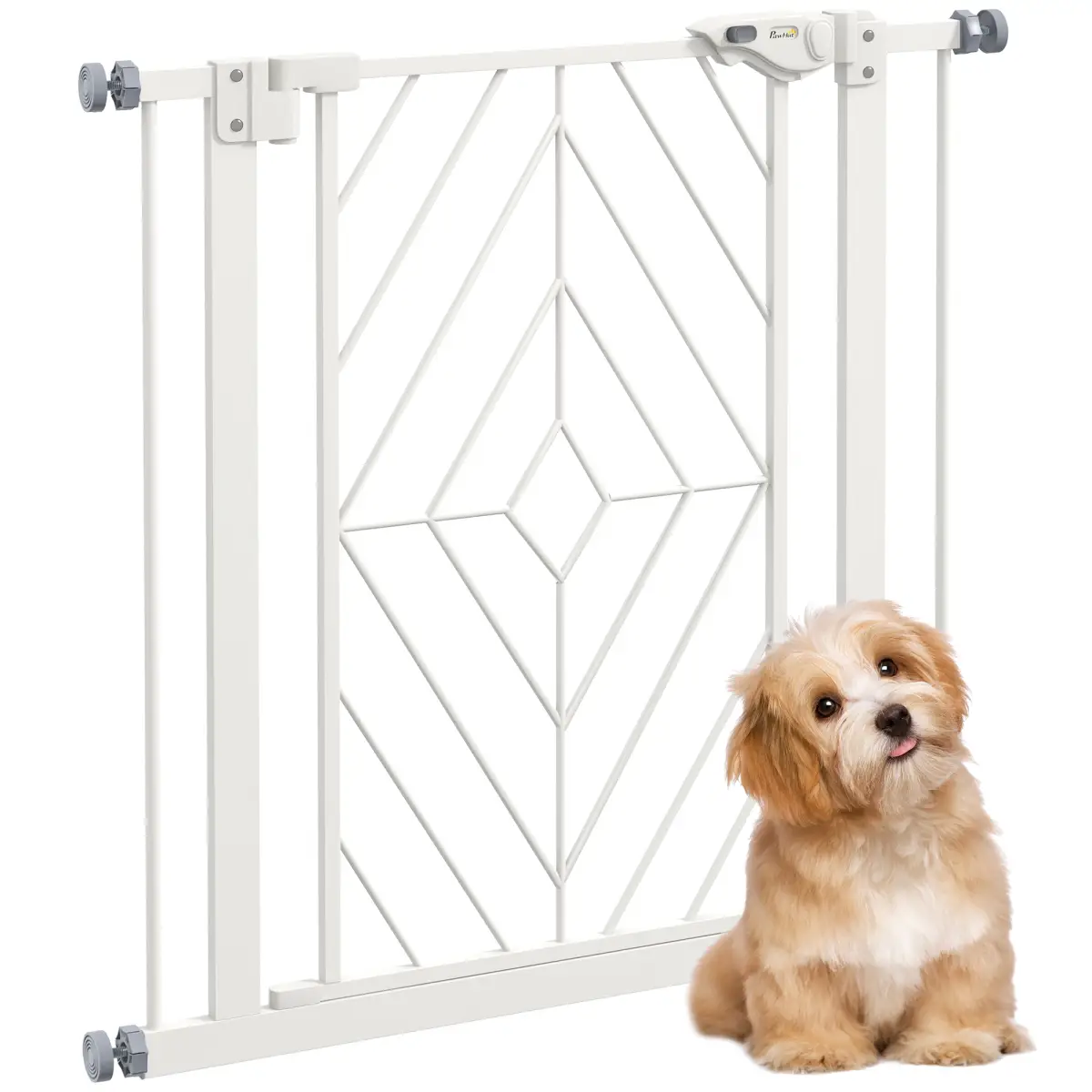 PawHut Pressure Fit Safety Gate w/ Auto Closing Door, Double Locking, Openings 74-80cm - Pet Gate
