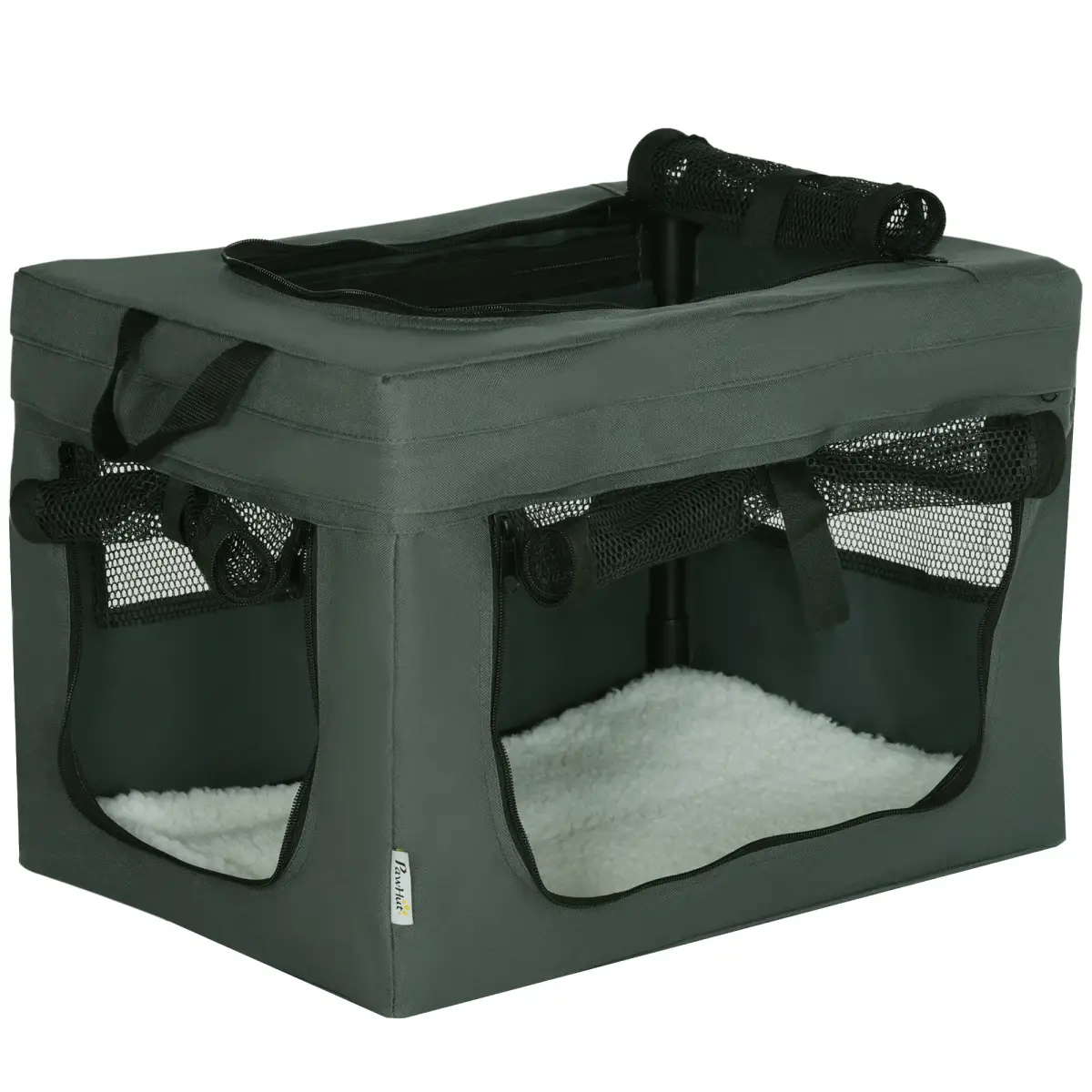 PawHut 48.5cm Foldable Pet Carrier, Cat Bag w/ Cushion, for Miniature Dogs - Grey - Pet Carrier