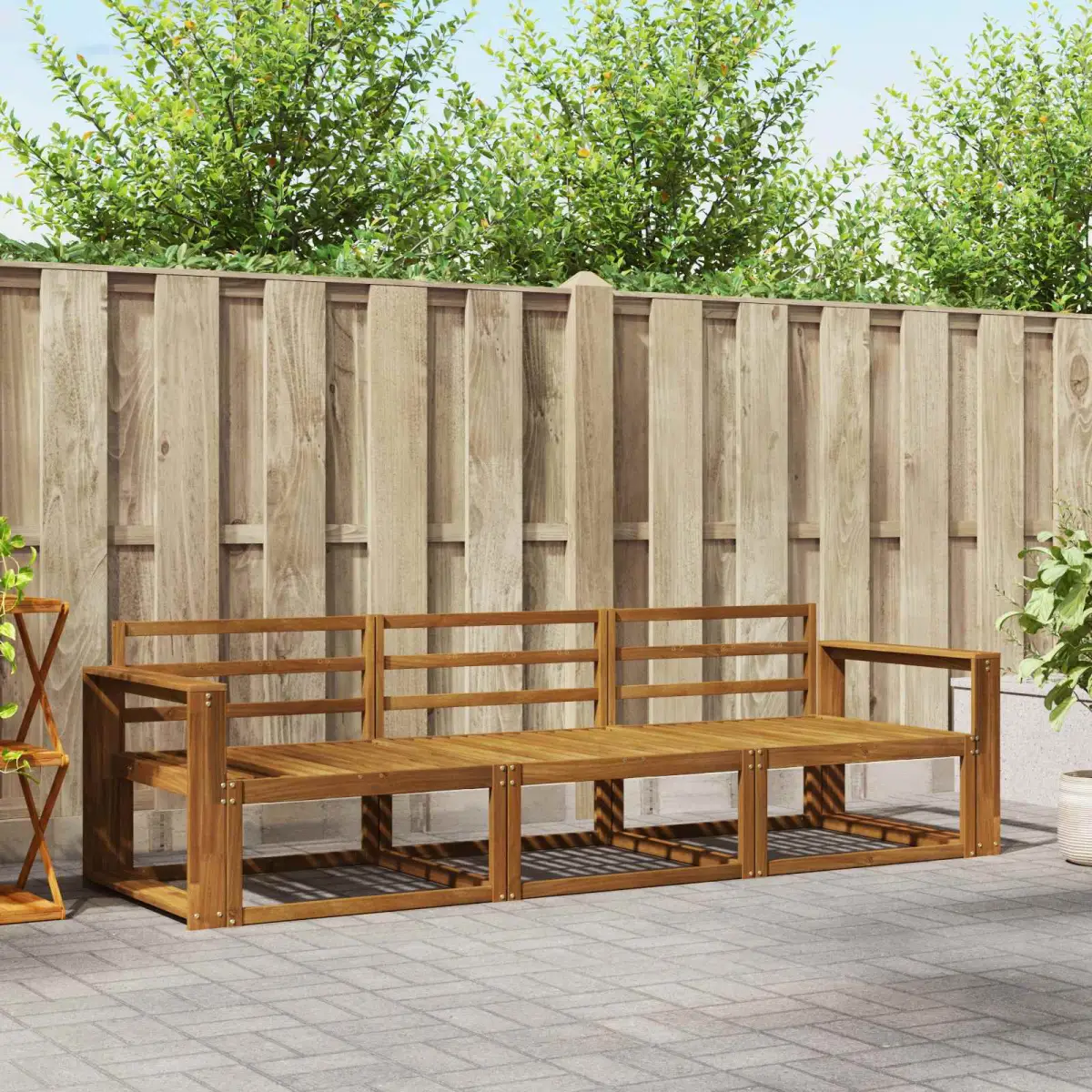 vidaXL vidaXL Outdoor Sofa Set 3 pcs Natural Solid Acacia Wood - Garden Sofa Sets