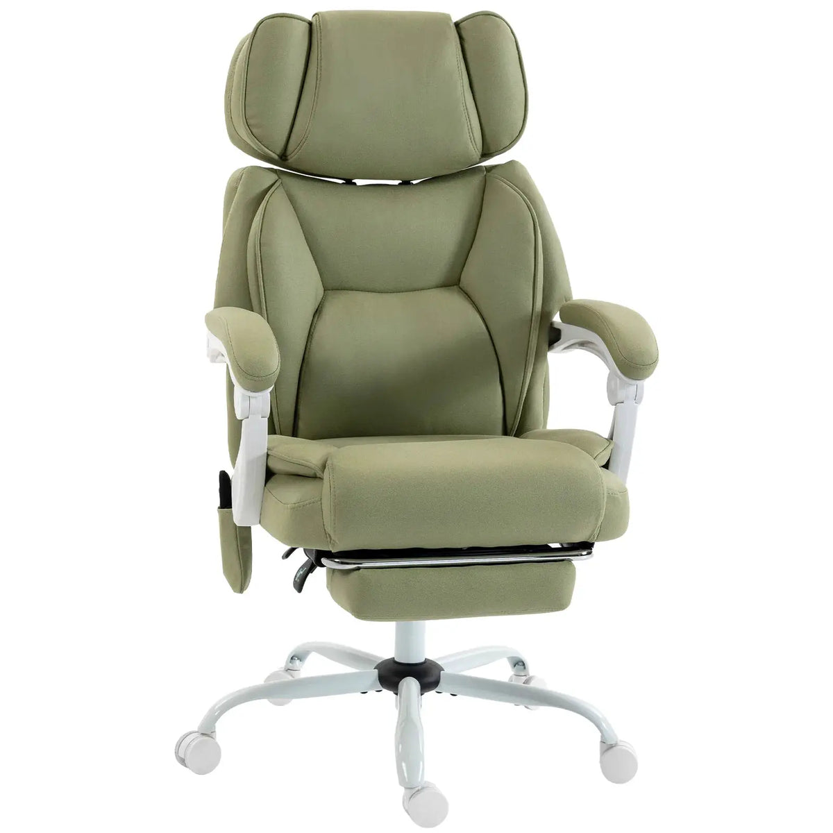 HOMCOM High Back Vibration Massage Office Chair Heated Reclining Computer Chair w/ Adjustable Height, Swivel Wheels, Lime Green - from HOMCOM
