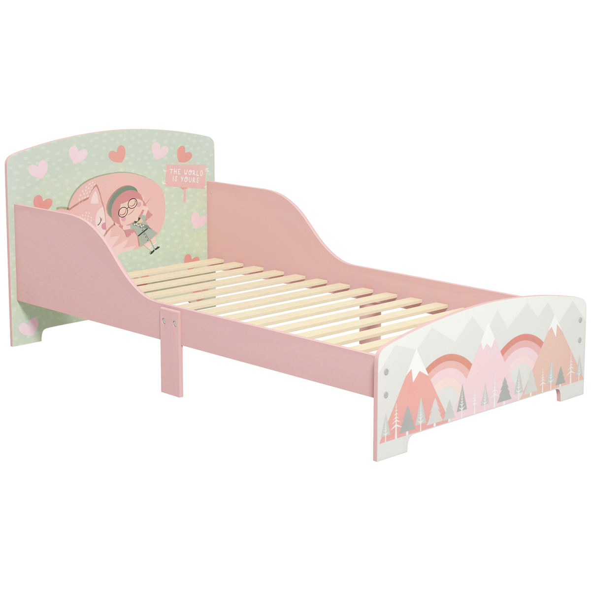 ZONEKIZ Toddler Bed Frame, Kids Bedroom Furniture for Ages 3-6 Years, Pink - from ZONEKIZ