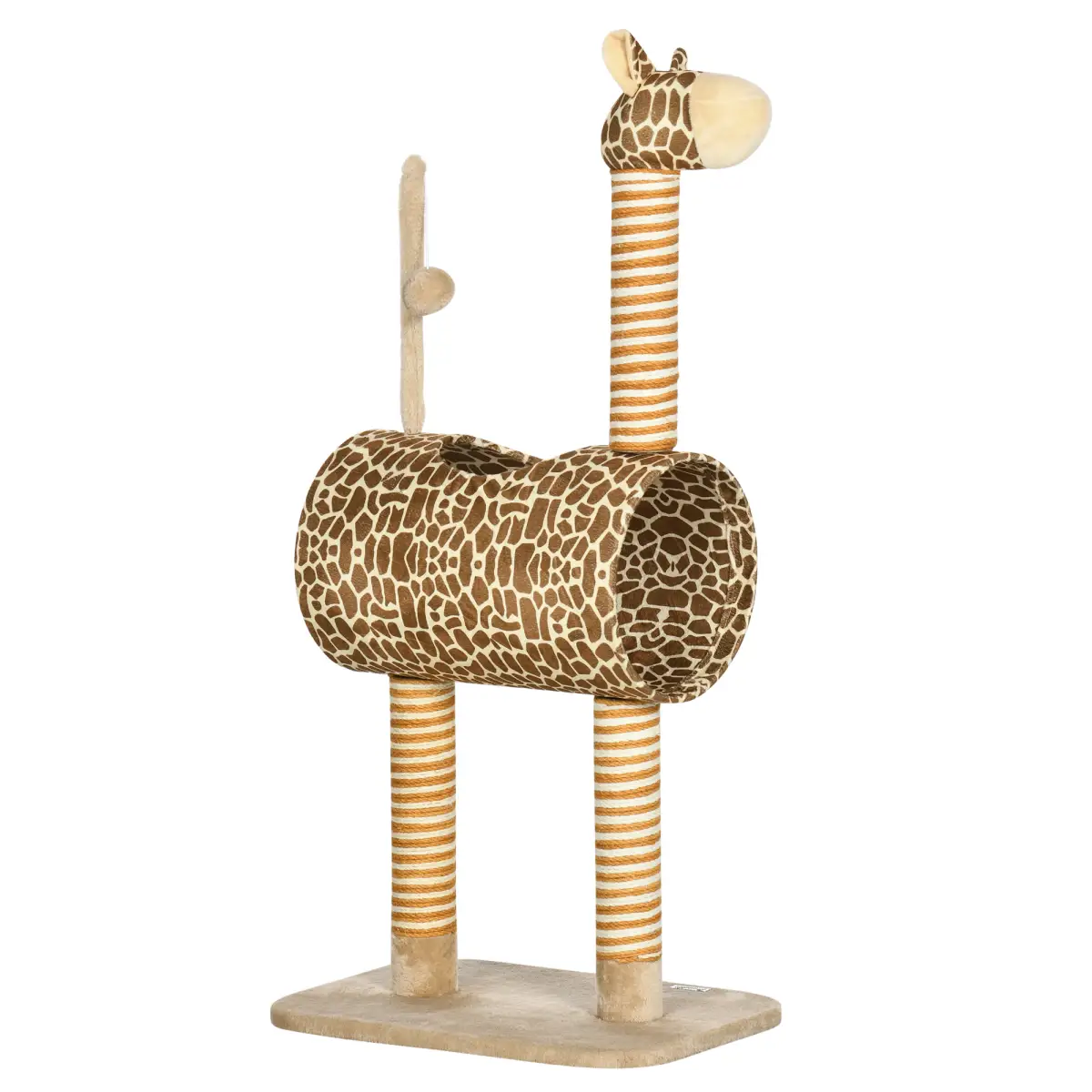 Cat Tree Cute Giraffe Kitten Play Tower W/ Scratching Posts Tunnel Ball Pawhut - Cat Tree