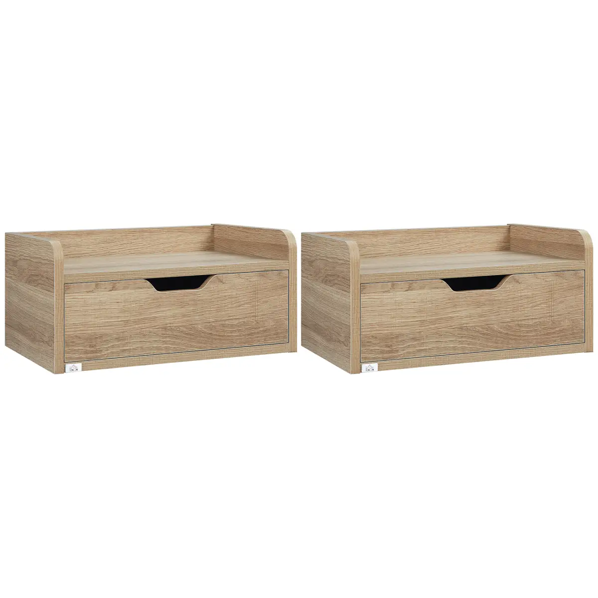 HOMCOM HOMCOM Floating Nightstand Set of 2, Wall Mounted Bedside Table with Drawer - Bedside Table